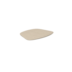 The Paon Cushion by Houe, in its simple beige hue and square shape with rounded corners, is displayed elegantly against a powder-coated steel-like backdrop.