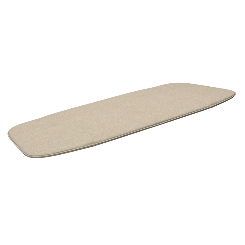A rectangular, beige ironing board cover with rounded edges rests against a black background, its simplicity echoing the aesthetics of Houes Paon Cushions.