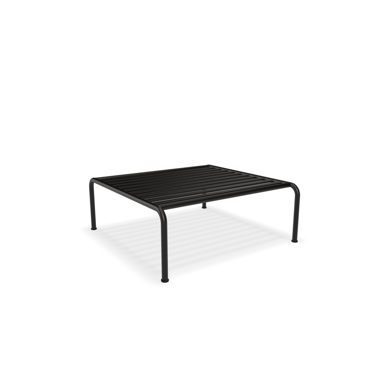 Part of the Houe collection, the Avon Ottoman features a simple, minimalist design. With its rectangular shape and grid-like base supported by four sturdy legs, it stands gracefully against a plain black background.