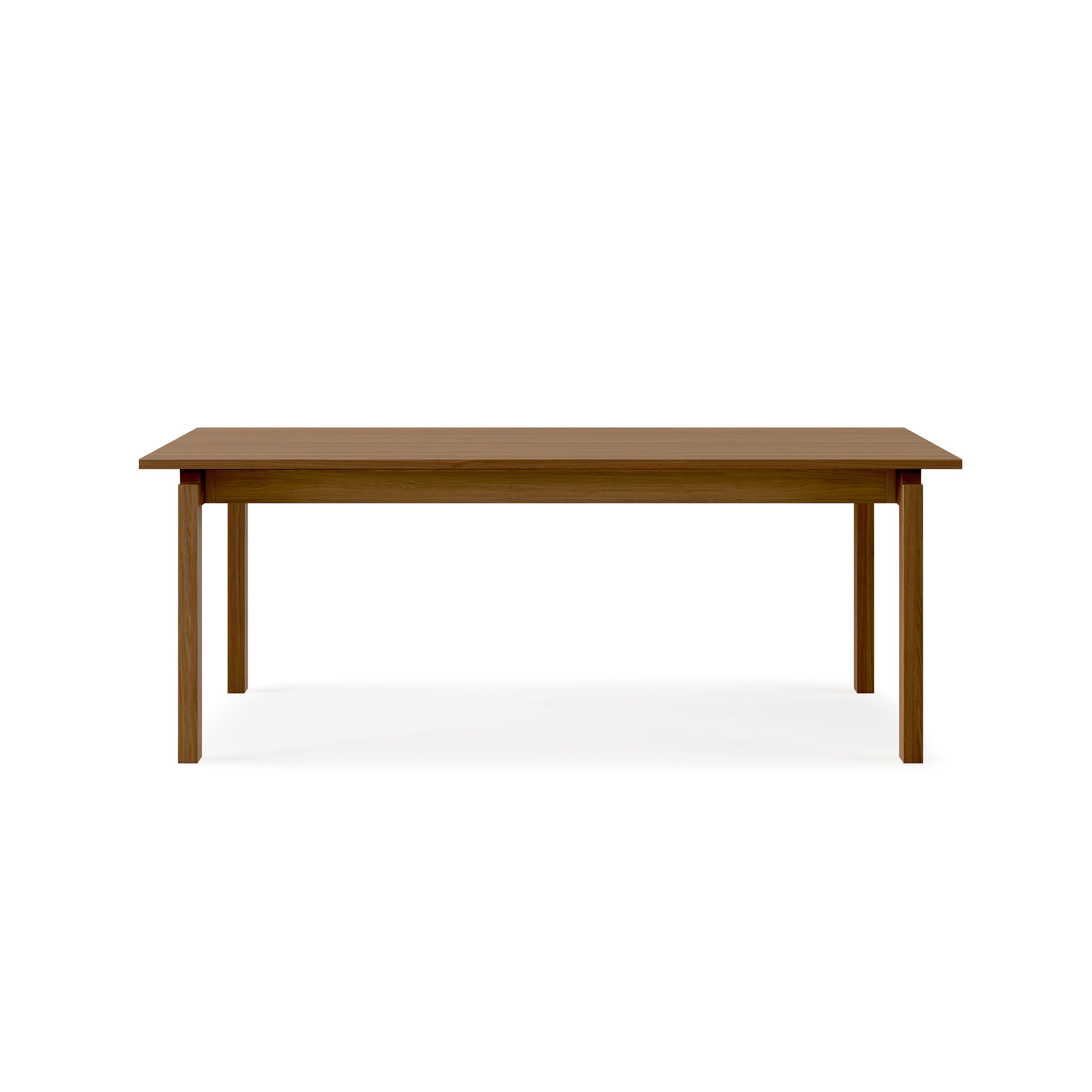 The Gus Modern Annex Extendable Dining Table features a simple rectangular design with four straight legs, photographed against a white background. Inspired by clean lines, it delivers timeless style and function to any space.