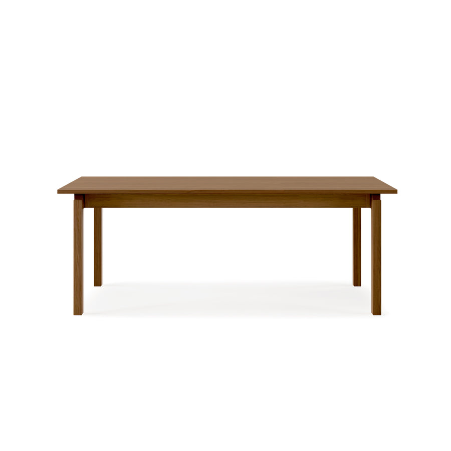 The Gus Modern Annex Extendable Dining Table features a simple rectangular design with four straight legs, photographed against a white background. Inspired by clean lines, it delivers timeless style and function to any space.