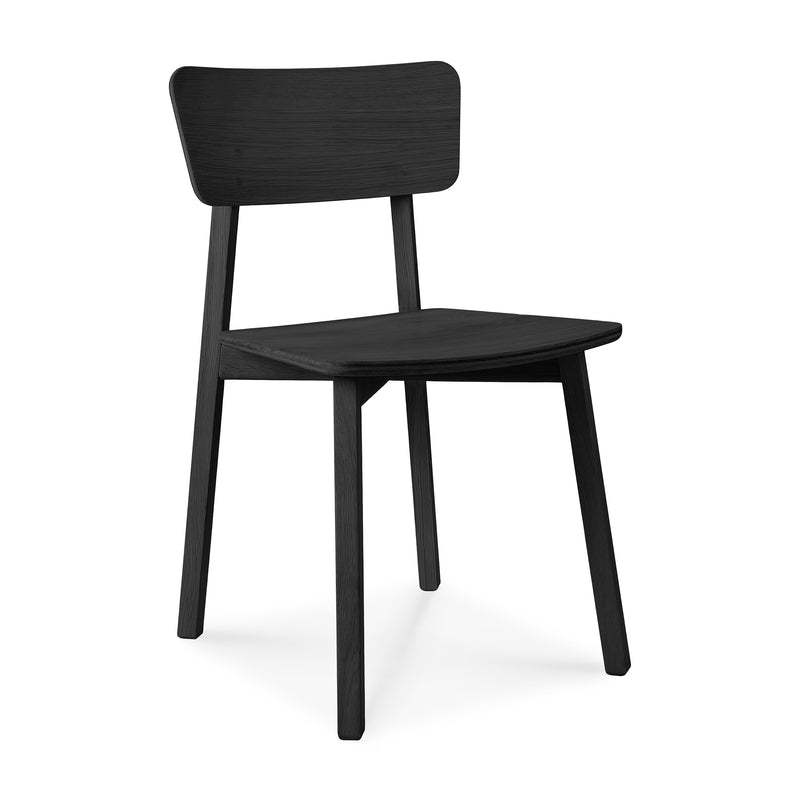 Casale Dining Chair in varnished black oak with straight lines and a smooth, delicate shape by Studio Kaschkasch.