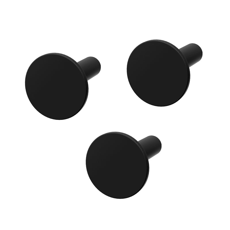 The Gus Modern Branch Side Hooks 3-Pack features three black, round wall hooks with a sleek modern design—perfect for modular organization systems or adding style to open-storage solutions.