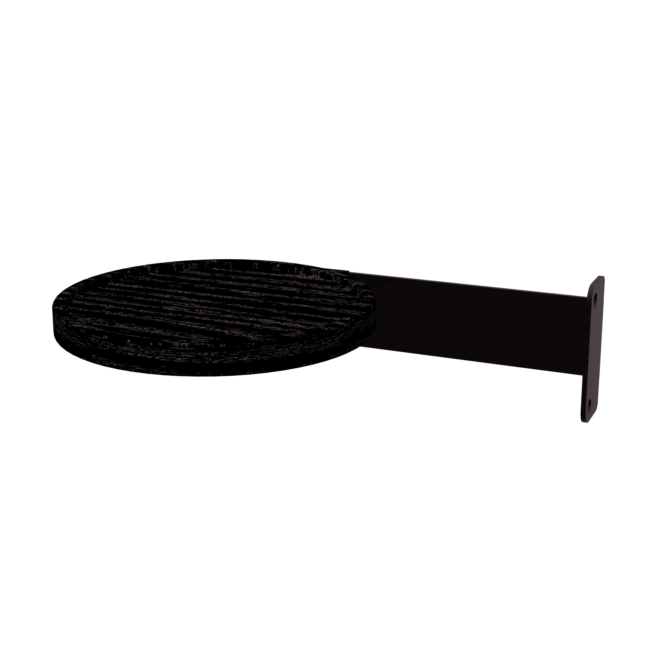 The Gus Modern Branch Side Tray is a black, round, wall-mounted shelf with a single bracket for customizable shelving, displayed against a white background.