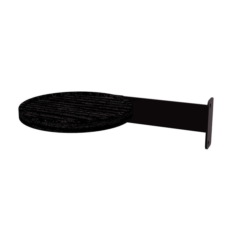 The Gus Modern Branch Side Tray is a black, round, wall-mounted shelf with a single bracket for customizable shelving, displayed against a white background.