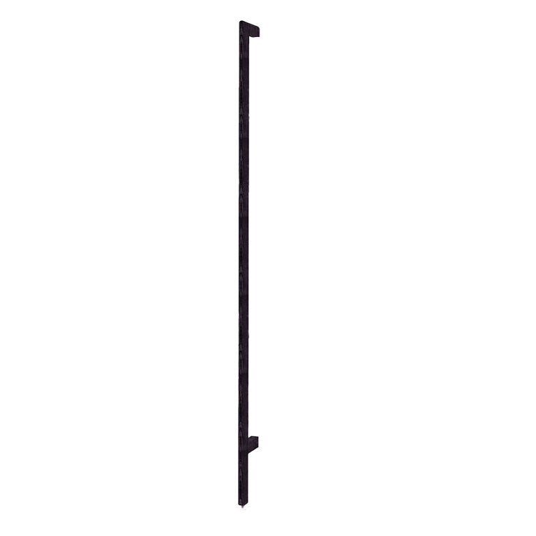 The Gus Modern Branch Upright is a tall, narrow black metal bar with two short perpendicular extensions, designed for modular shelving systems, shown standing against a white background.
