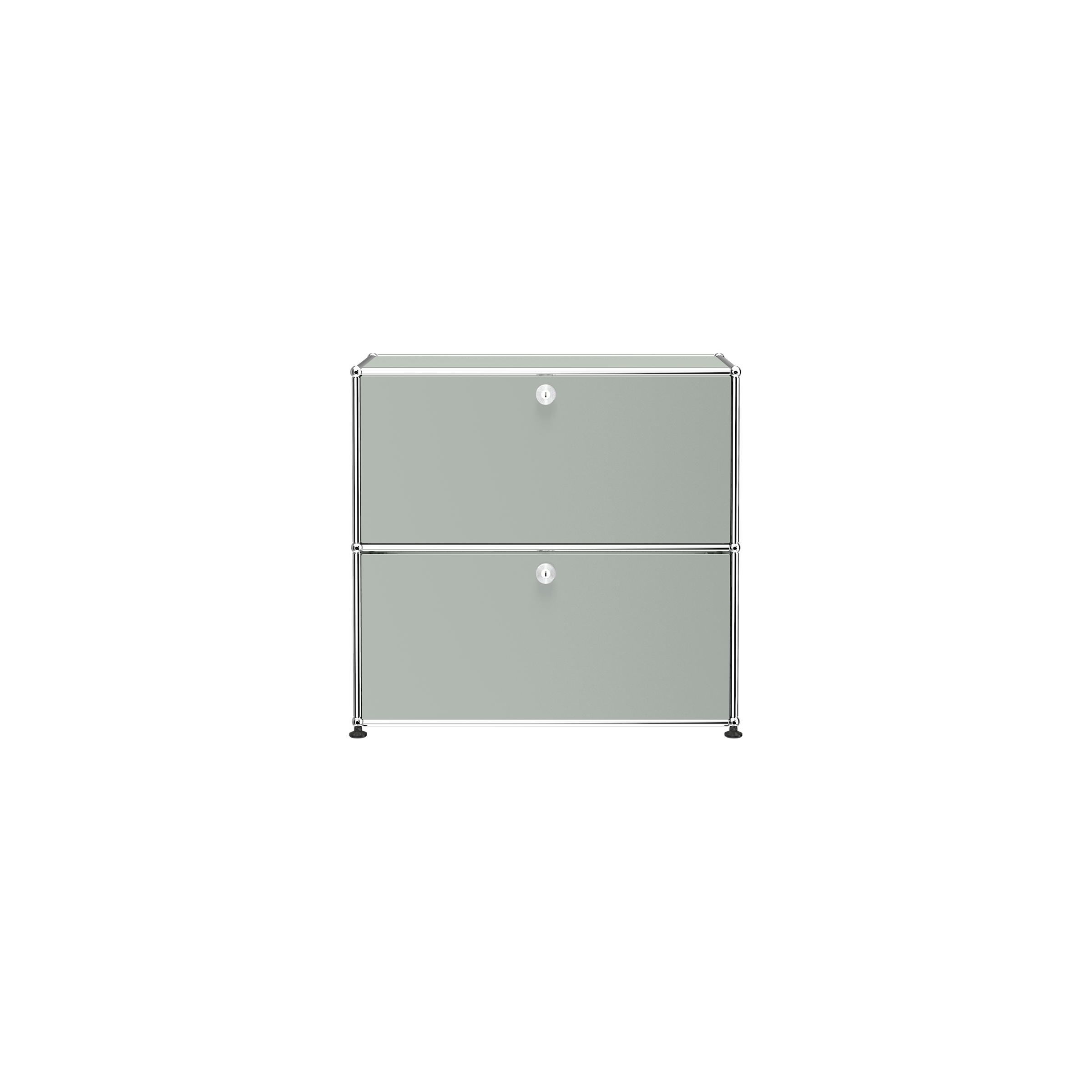 Haller Storage C1A18 with powder-coated steel panels, chrome frame, top drop down door and bottom drawer.