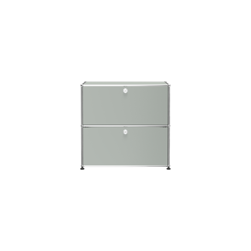 Haller Storage C1A18 with powder-coated steel panels, chrome frame, top drop down door and bottom drawer.