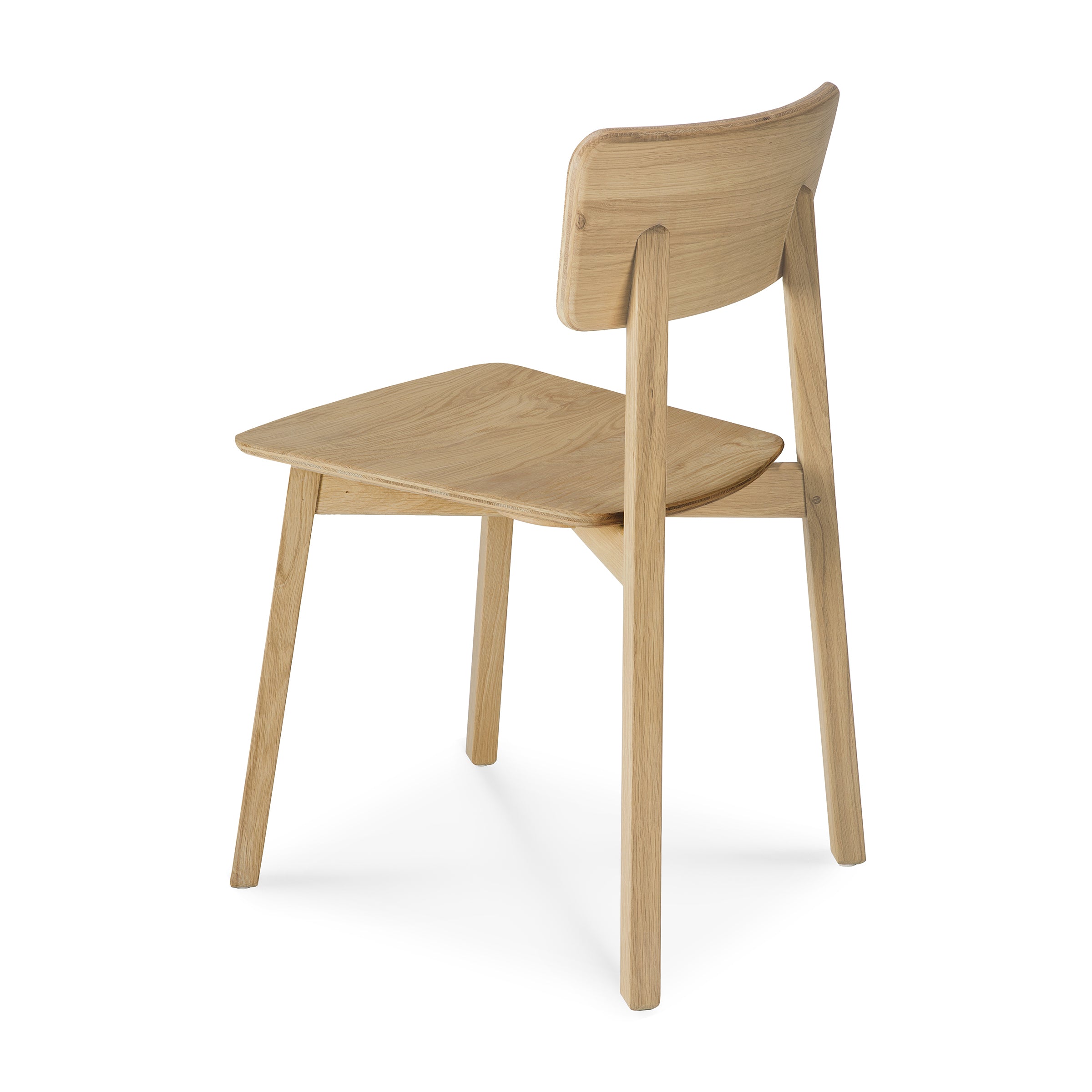 Casale Dining Chair by Studio Kaschkasch in varnished oak with sleek, straight lines and a smooth, delicate wooden design.
