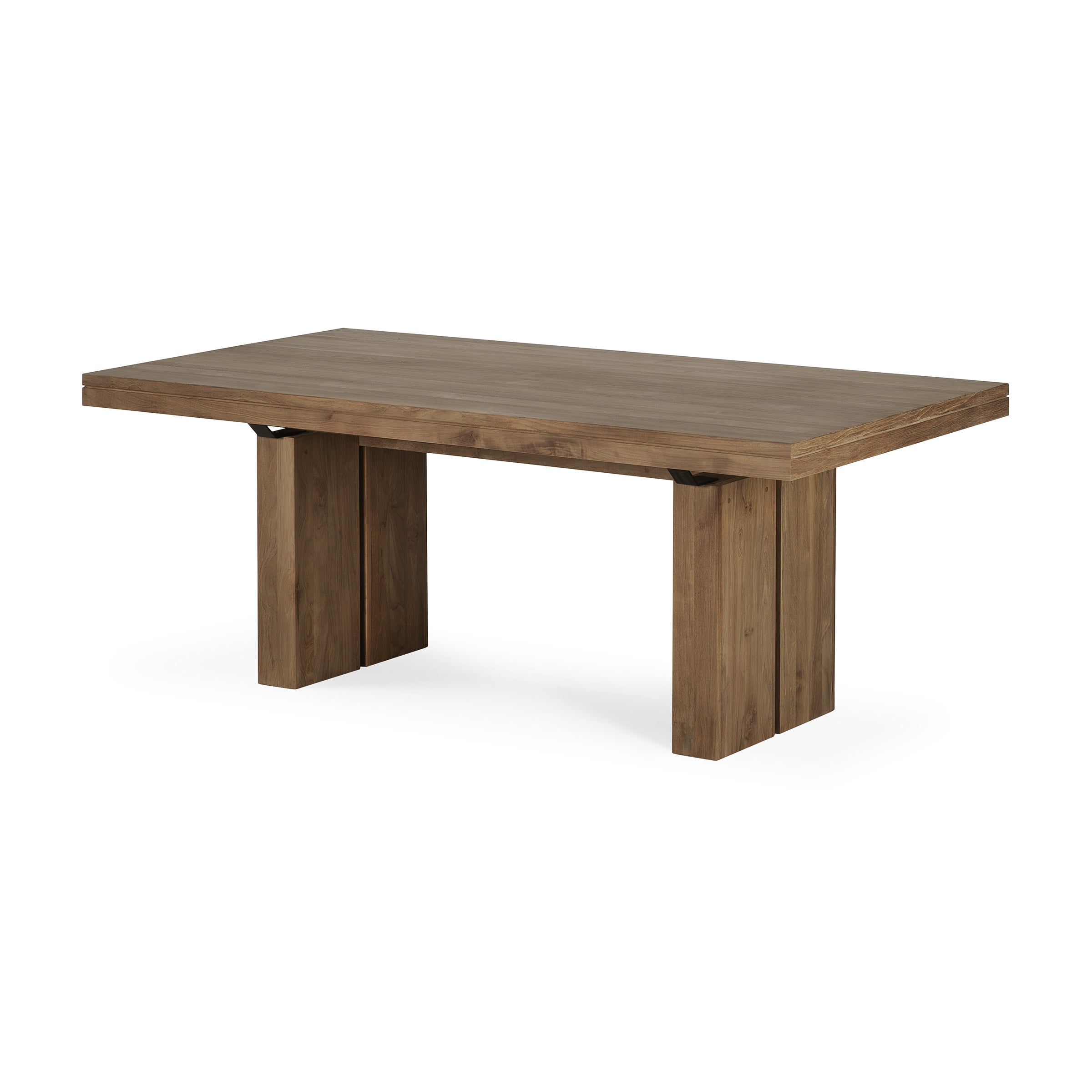 Double Extendable Dining Table by Ethnicraft, made of teak and oak with clean lines and a solid look.