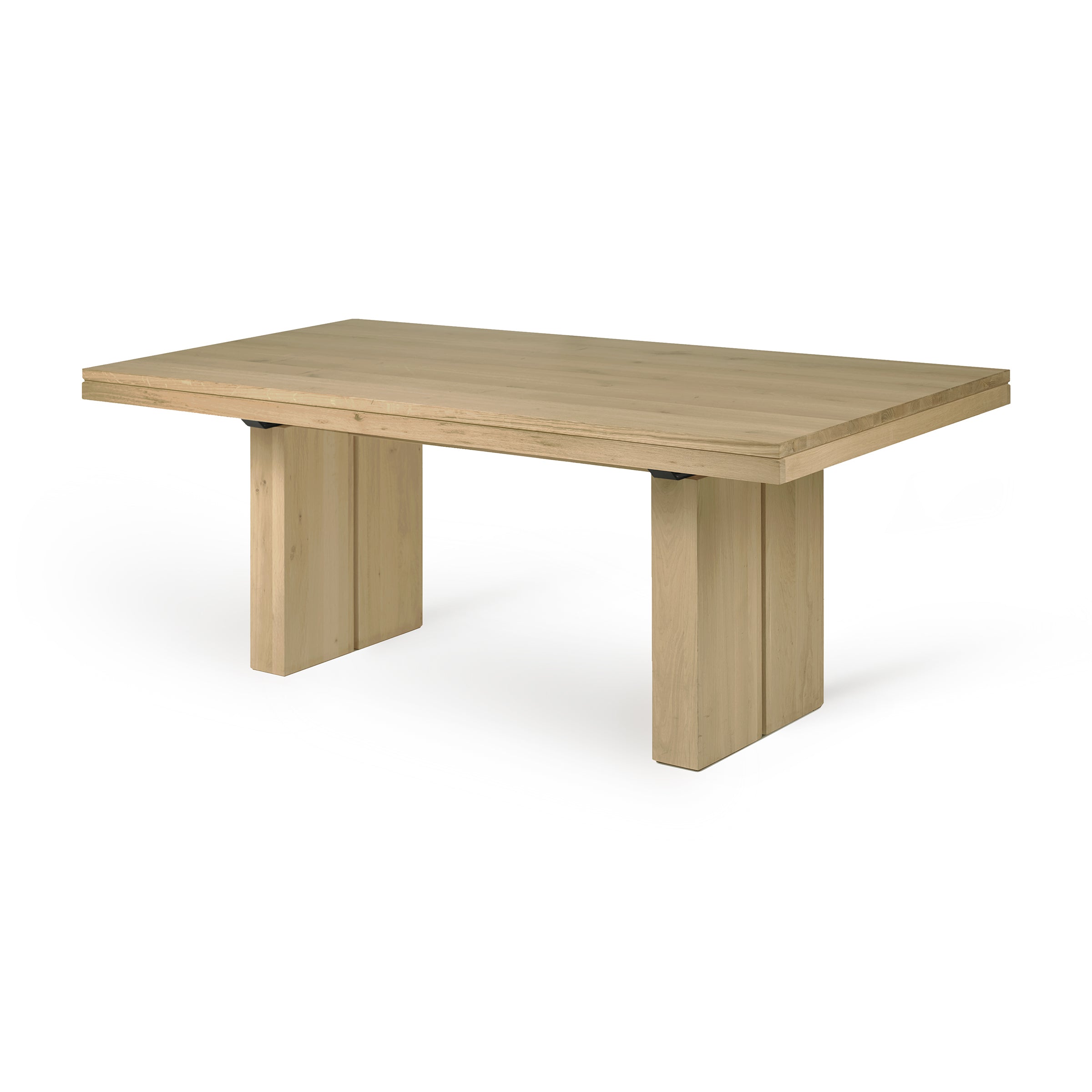 Double Extendable Dining Table by Ethnicraft in teak with clean lines and solid legs, easily extends for extra space.