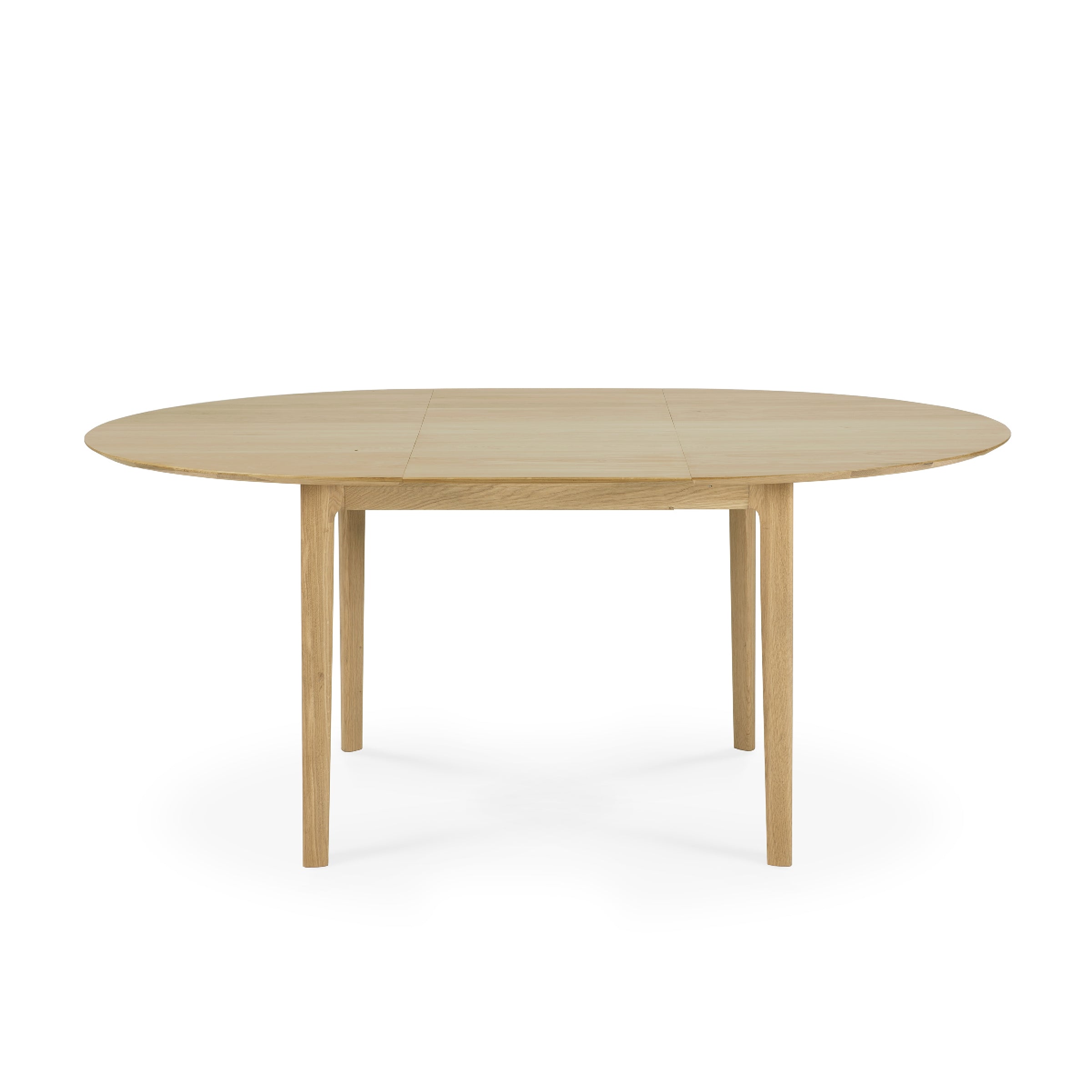 Bok Extendable Dining Table - Round in solid oak with extendable feature and minimalist modern design.