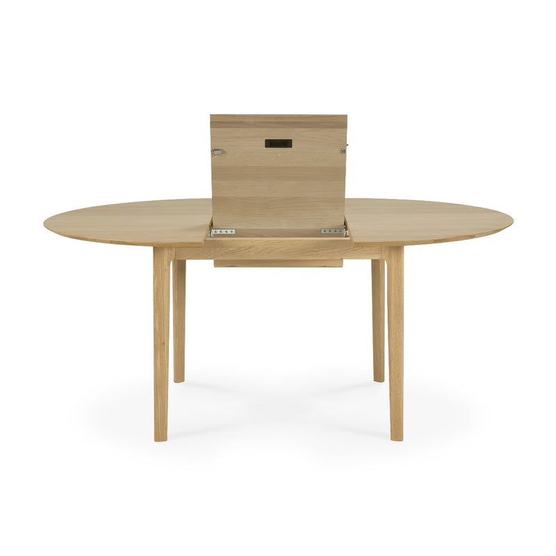 Bok Extendable Dining Table - Round in solid oak with extendable middle section for extra seating and timeless design.