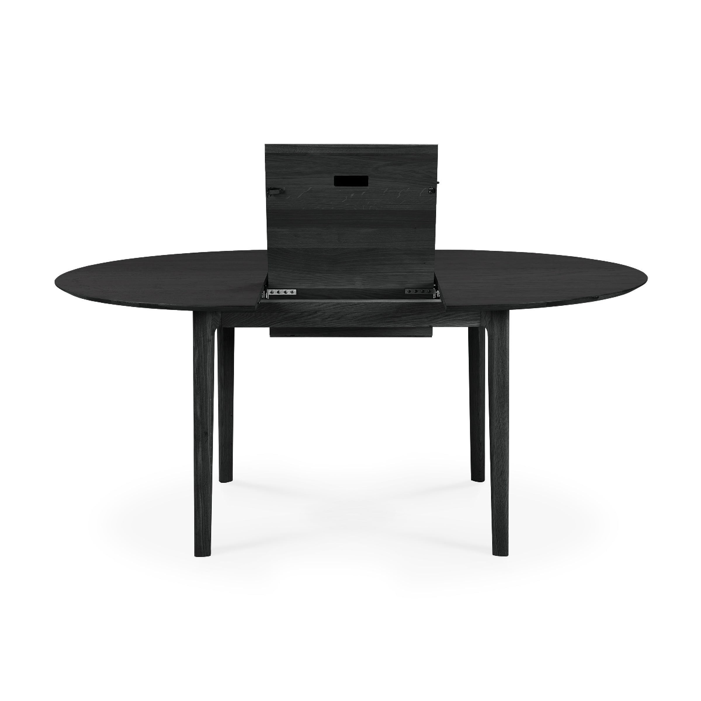 Bok Extendable Dining Table - Round in black oak with extendable feature and sleek modern design.