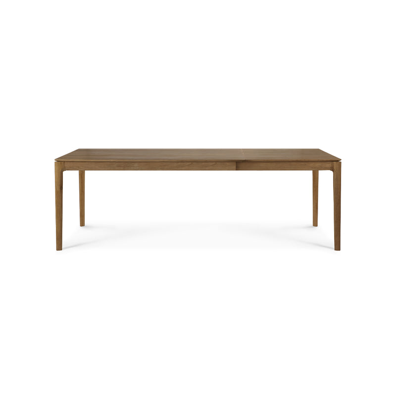 The Ethnicraft Bok Extendable Dining Table - Rectangular features clean lines and four straight legs, crafted from solid oak and displayed against a white background.