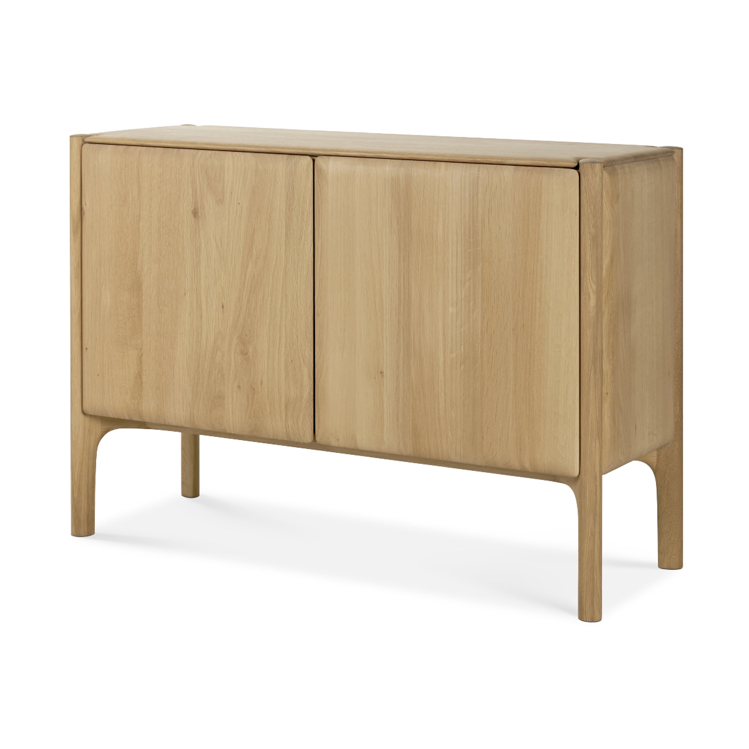 Pi Sideboard in natural oak with two doors, featuring sleek design and spacious storage for modern living spaces.