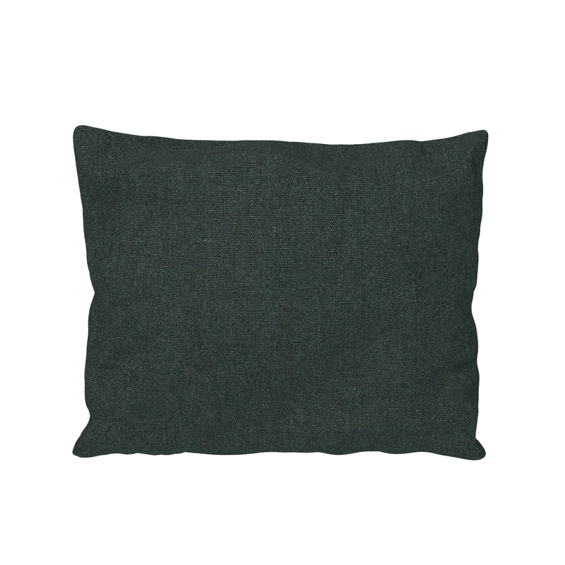 The PUI Cushion by Houe is a solid dark green, rectangular scatter cushion with textured fabric. Ideal for indoor and outdoor lounges, its minimalistic design effortlessly complements any home decor style.
