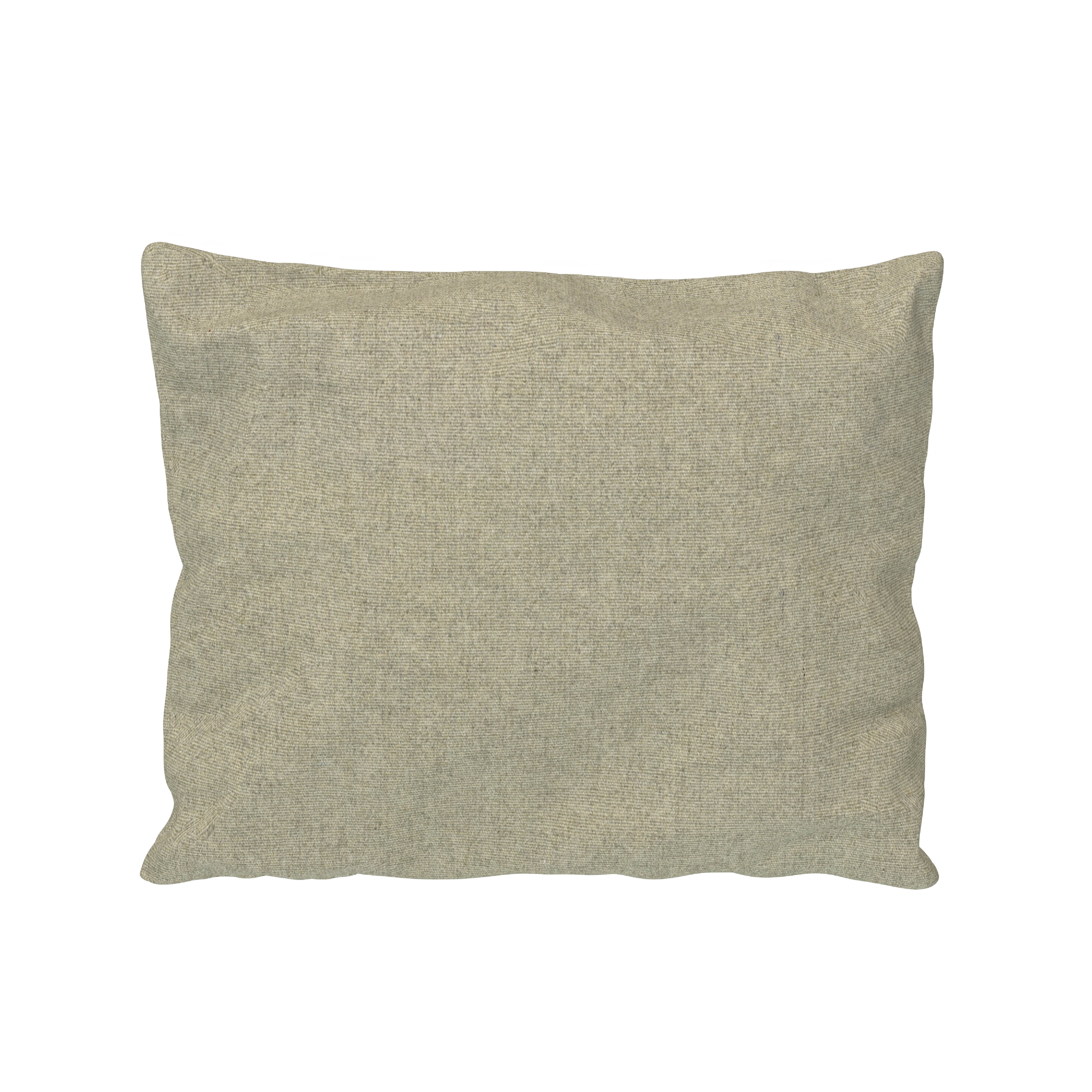 The PUI Cushion by Houe is a soft and fluffy rectangular scatter cushion, featuring a plain-textured light gray fabric, depicted against a white background for an elegant touch, making it ideal for an outdoor lounge.
