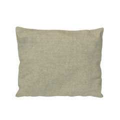 The PUI Cushion by Houe is a soft and fluffy rectangular scatter cushion, featuring a plain-textured light gray fabric, depicted against a white background for an elegant touch, making it ideal for an outdoor lounge.