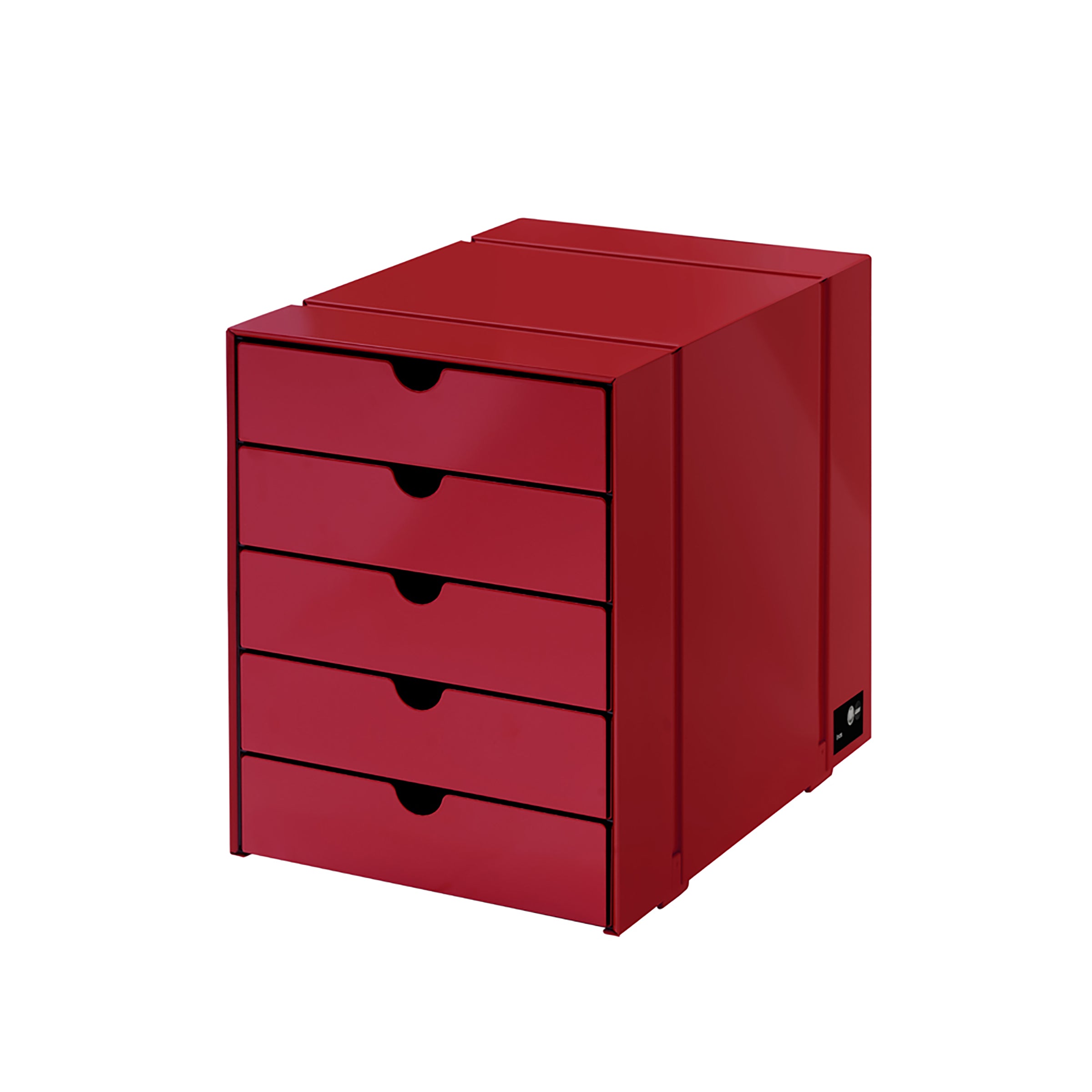 Inos 5 Drawer Set in ruby red, compact steel storage with five drawers for home or office organization.