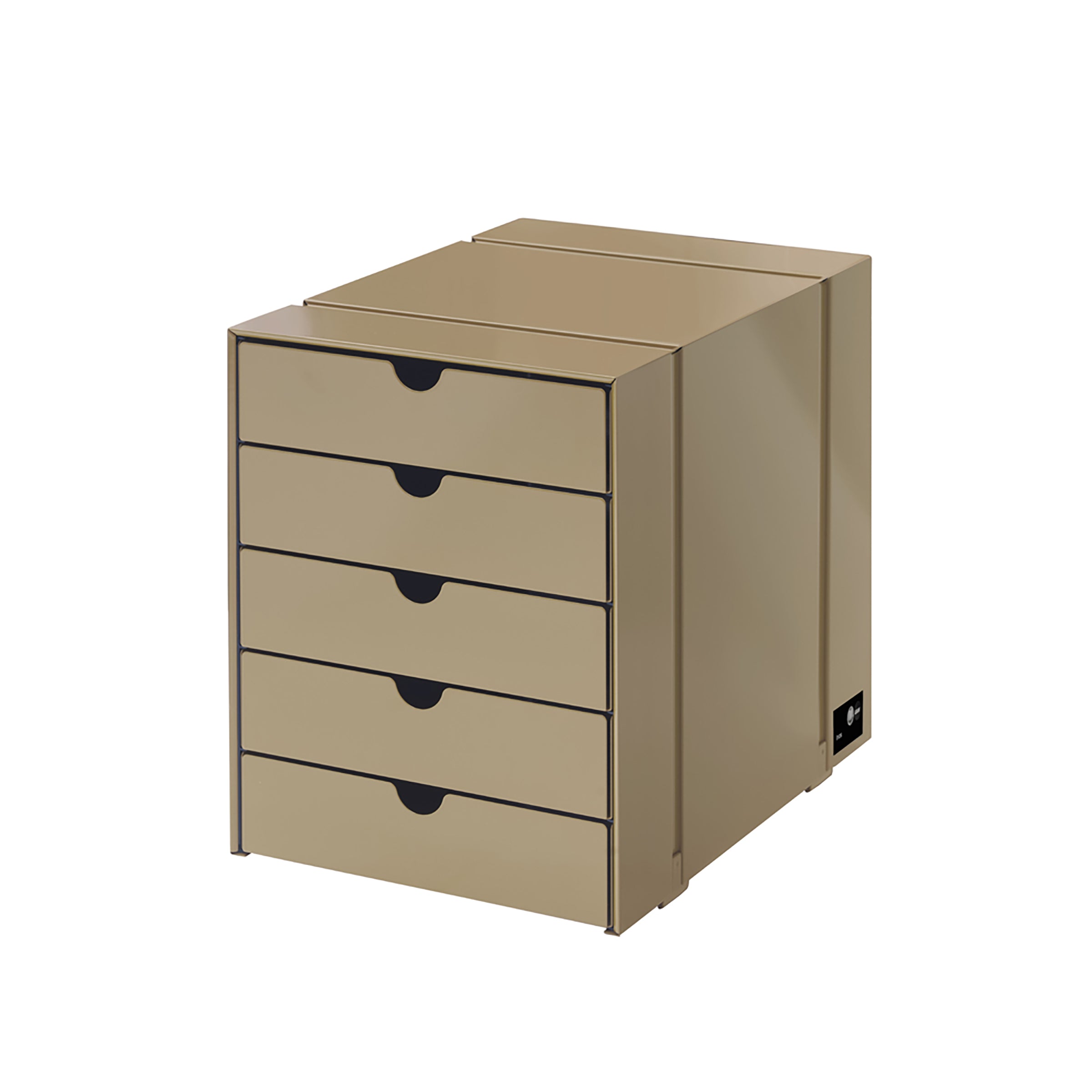Inos 5 Drawer Set in USM Beige with five drawers, compact powder-coated steel storage unit for home or office.