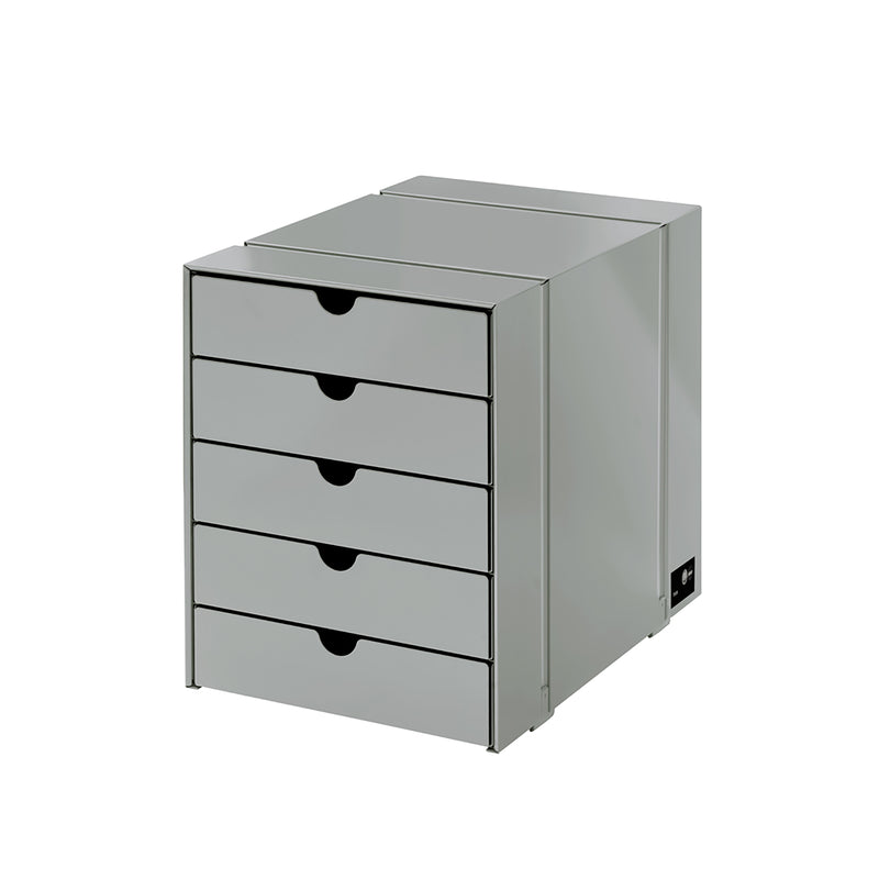 Inos 5 Drawer Set in powder-coated steel with chrome frame, compact storage for office or home organization.