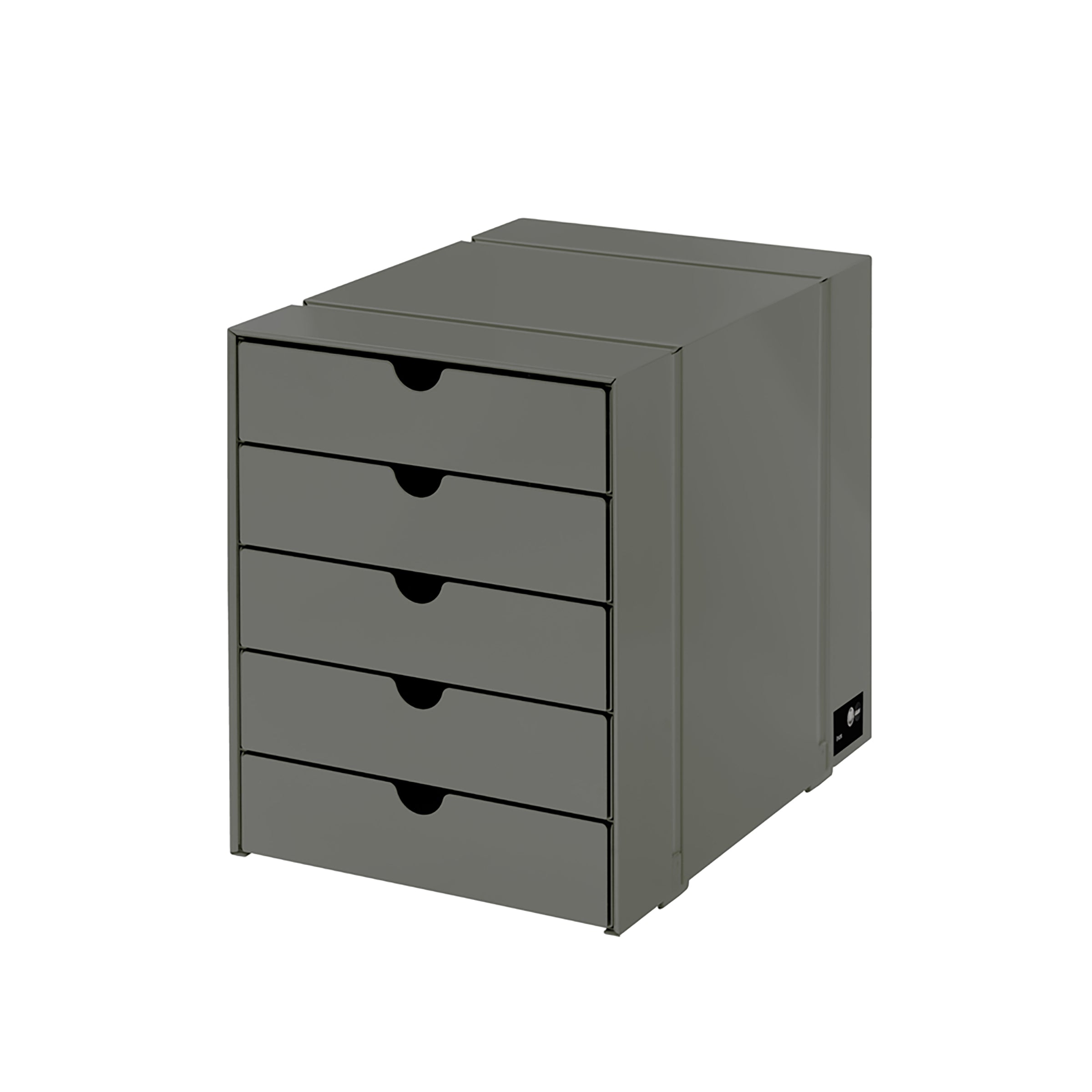 Inos 5 Drawer Set in anthracite with powder-coated steel panels and chrome frame for stylish storage.