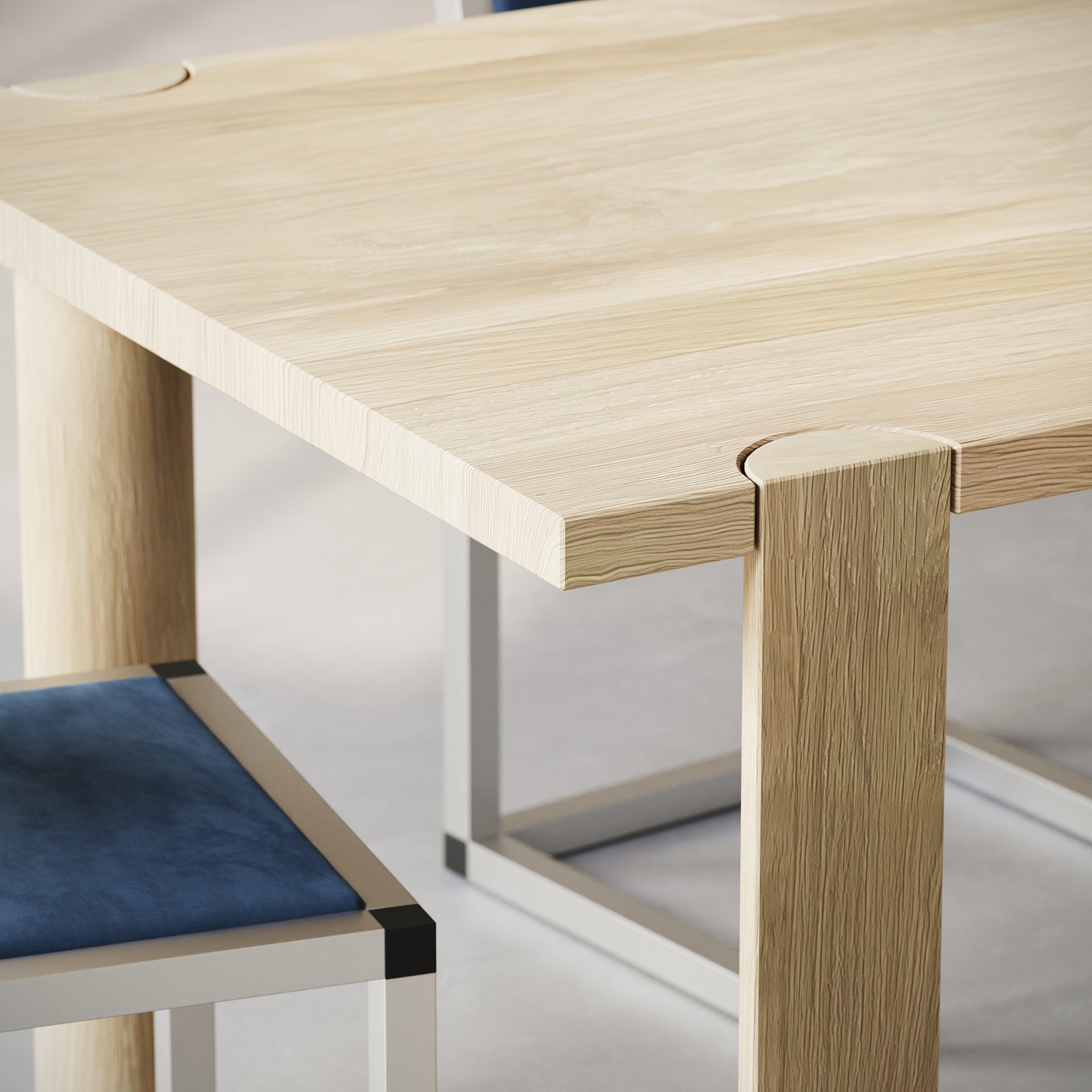 EVERYDAY Table crafted from solid wood with unique half-round legs and a natural oiled finish for everyday use.