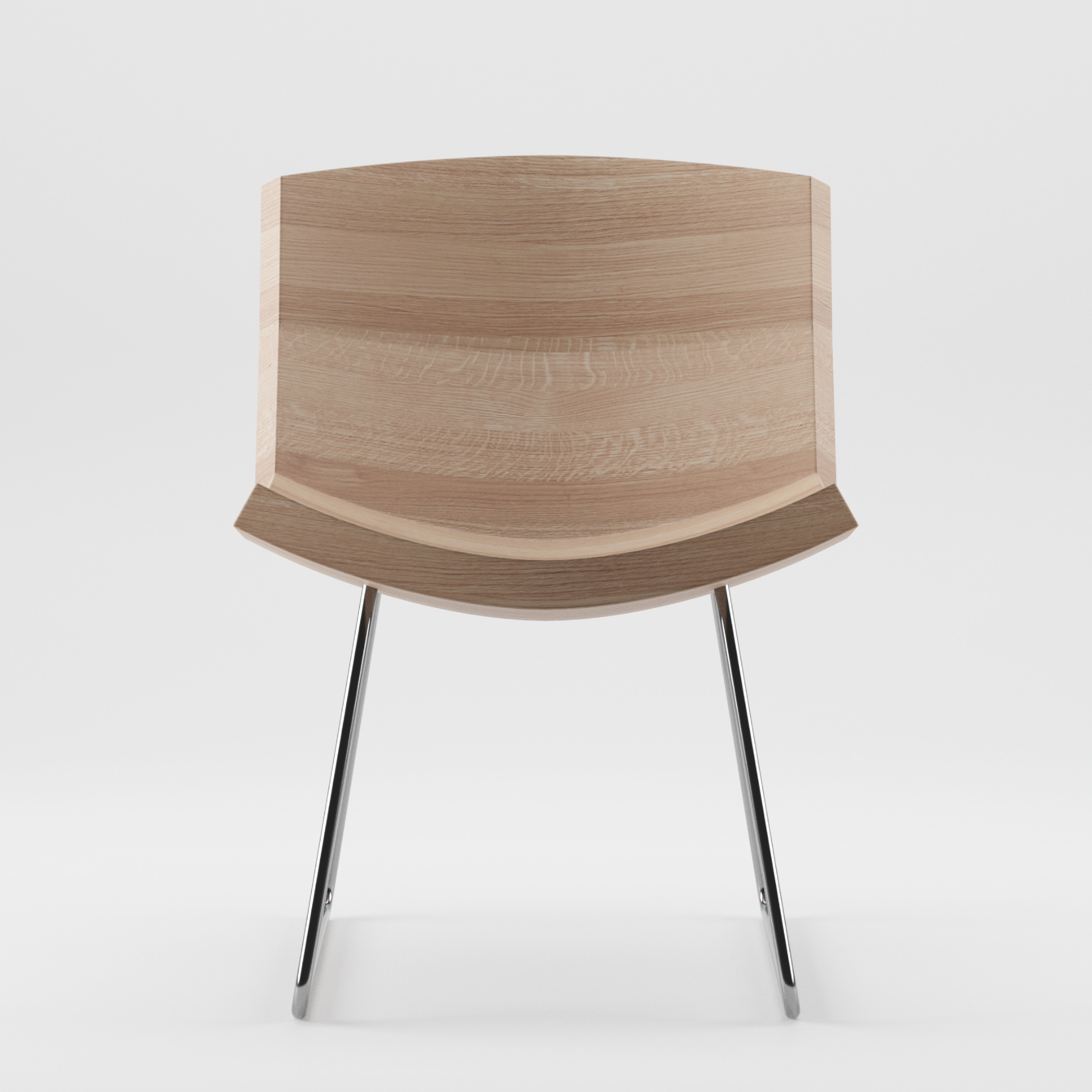 The CHUNK Chair by Artisan is a modern piece with a minimalist solid wood seat coated in natural oils and sleek metal legs, showcased against a plain white background.