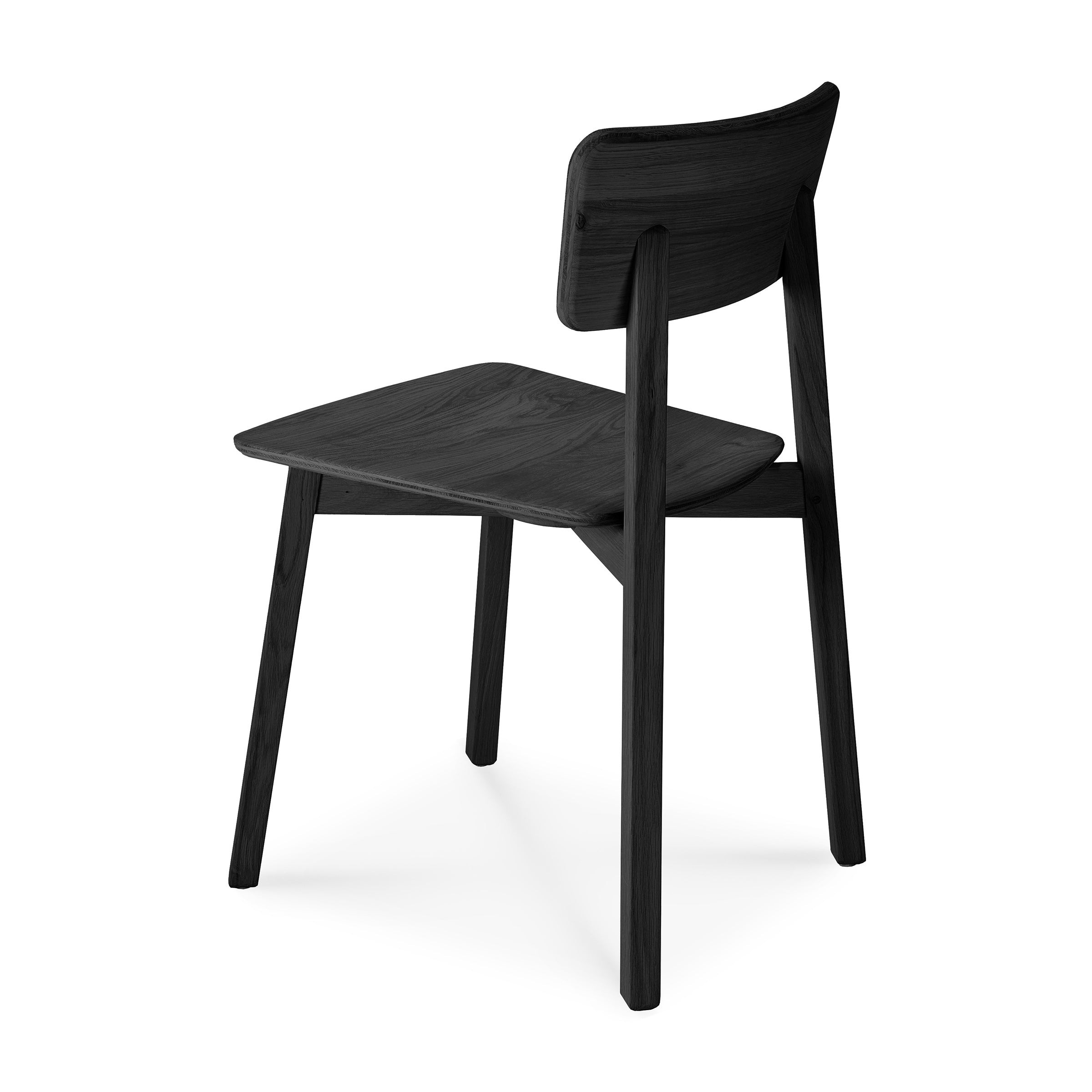 Casale Dining Chair in black varnished oak with straight lines and smooth delicate shape by Studio Kaschkasch.