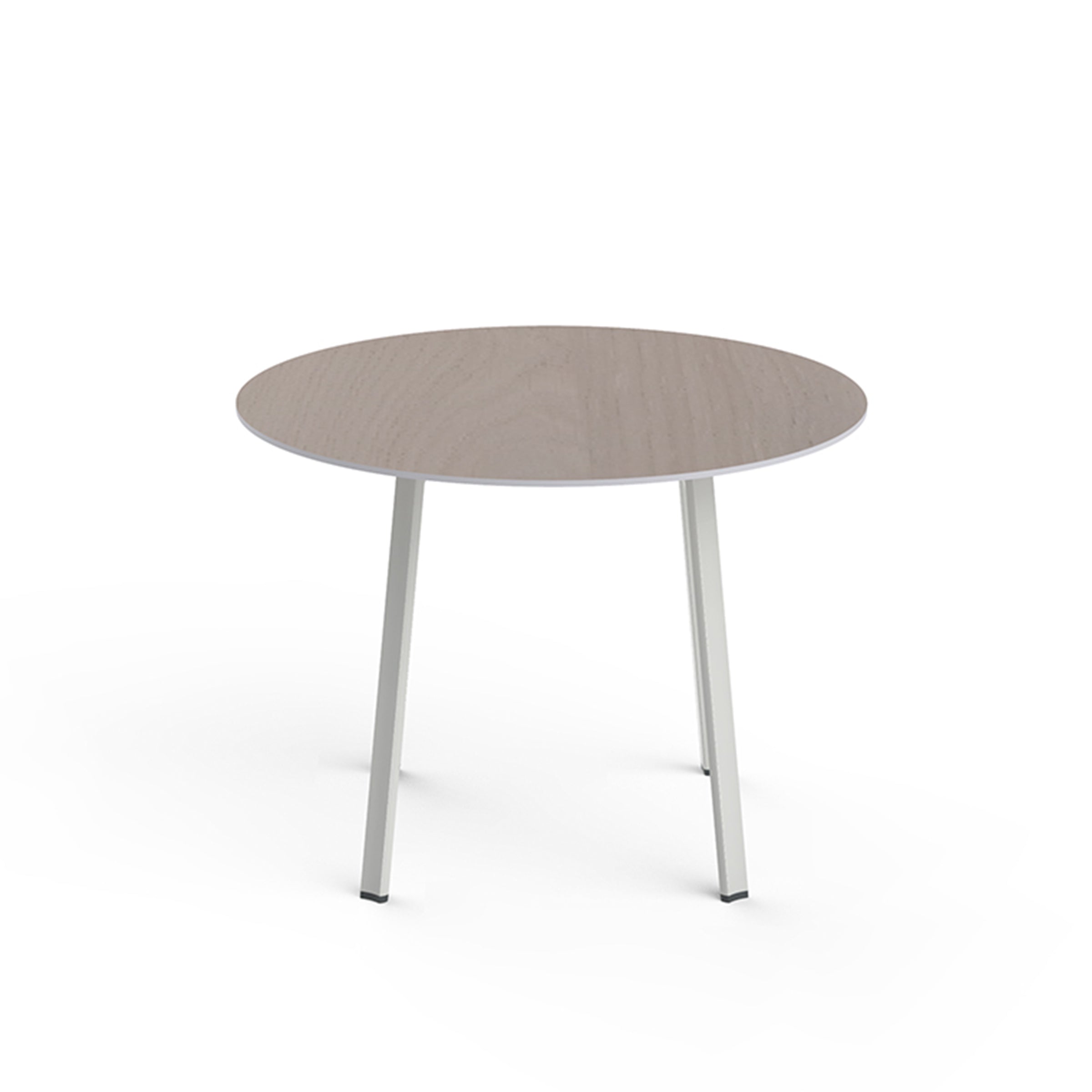 The Noren table by Resol is an innovative furniture solution featuring a minimalistic design with a light wood top and three slender lacquered aluminum legs, all set against a plain white background.