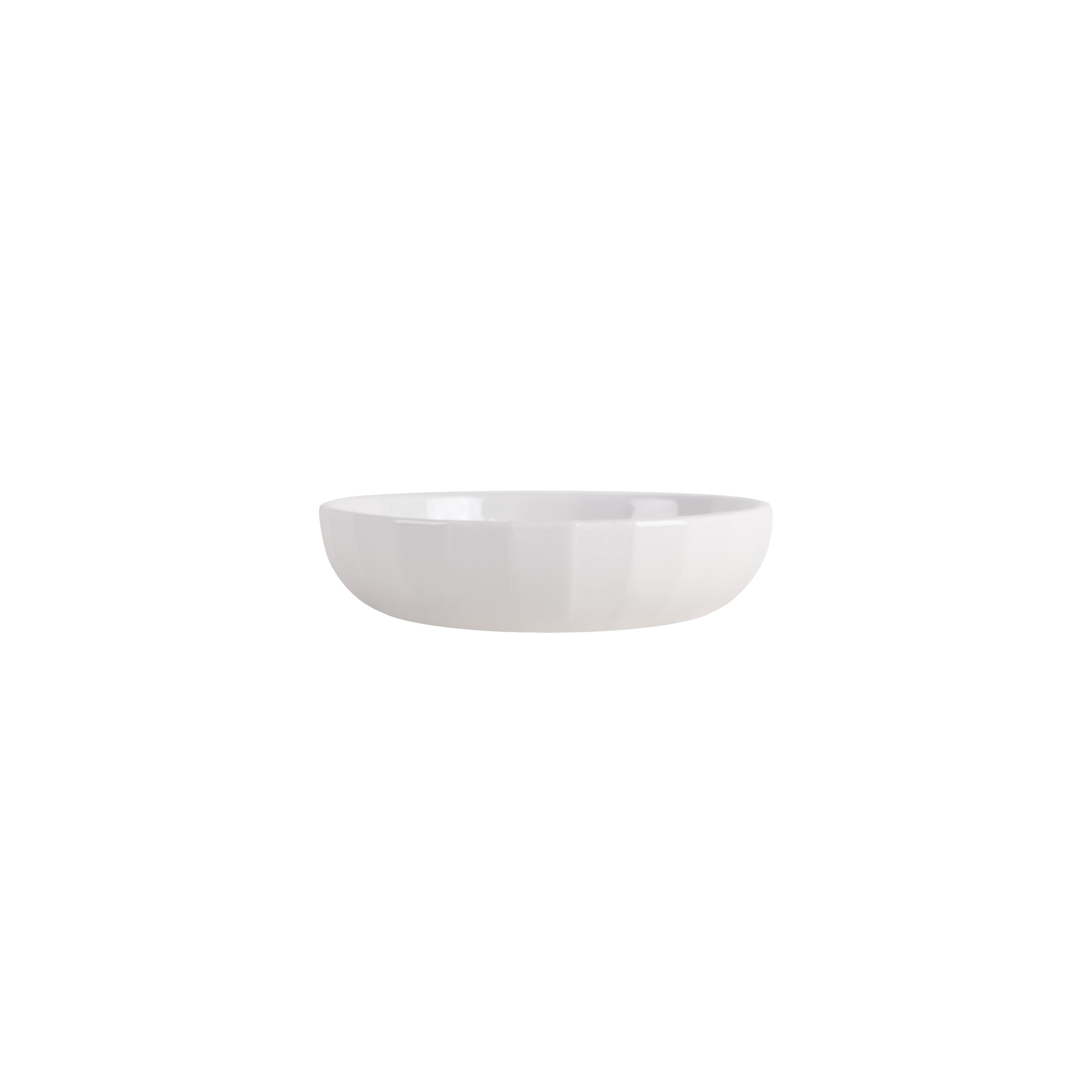 The Facet Tableware - Small Bowl by Schneid, a plain white ceramic accessory with a smooth finish, beautifully exemplifies the elegance of designer tableware against a white background.