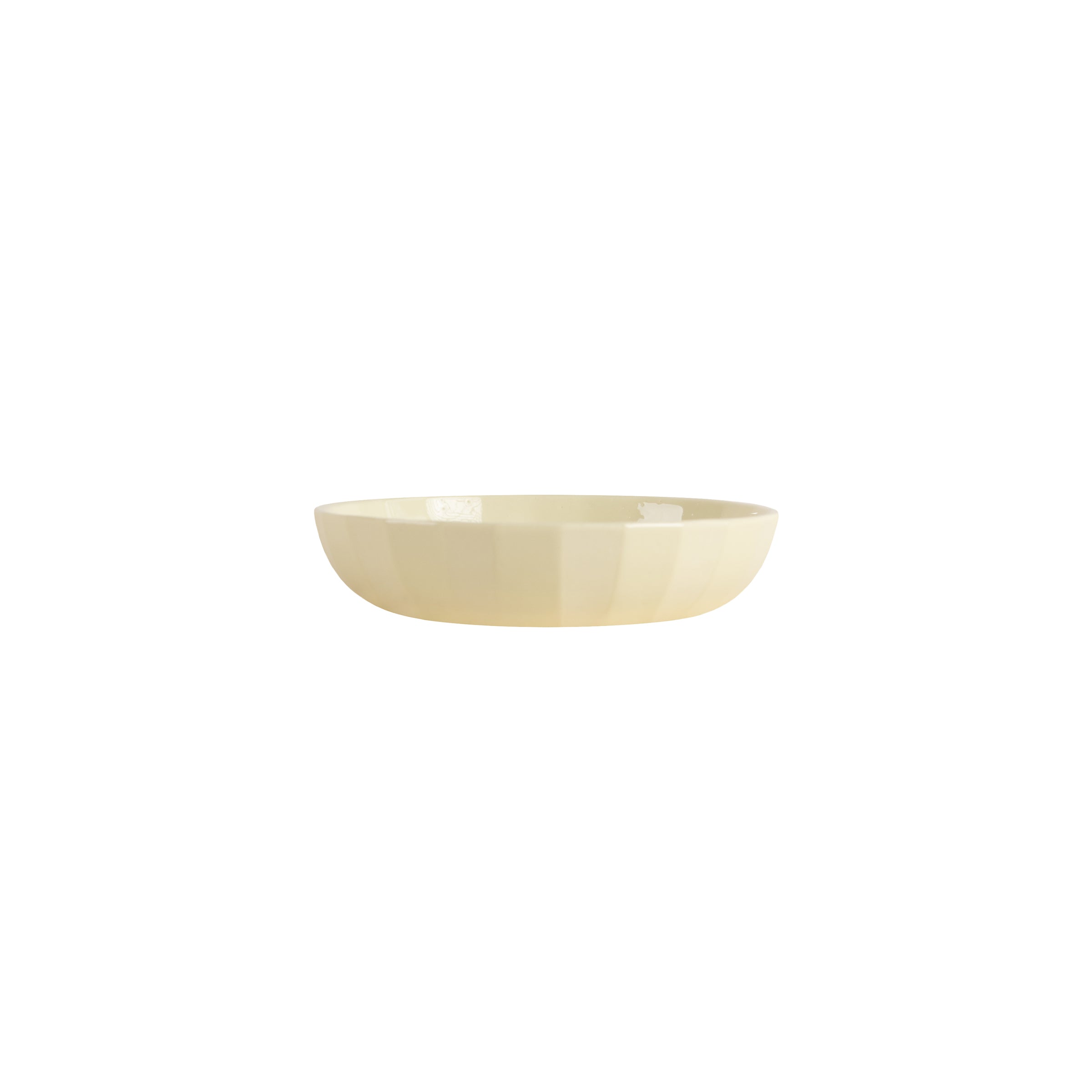 A simple, cream-colored ceramic small bowl with a smooth matte finish from Schneids Facet Tableware collection, set against a plain white background.