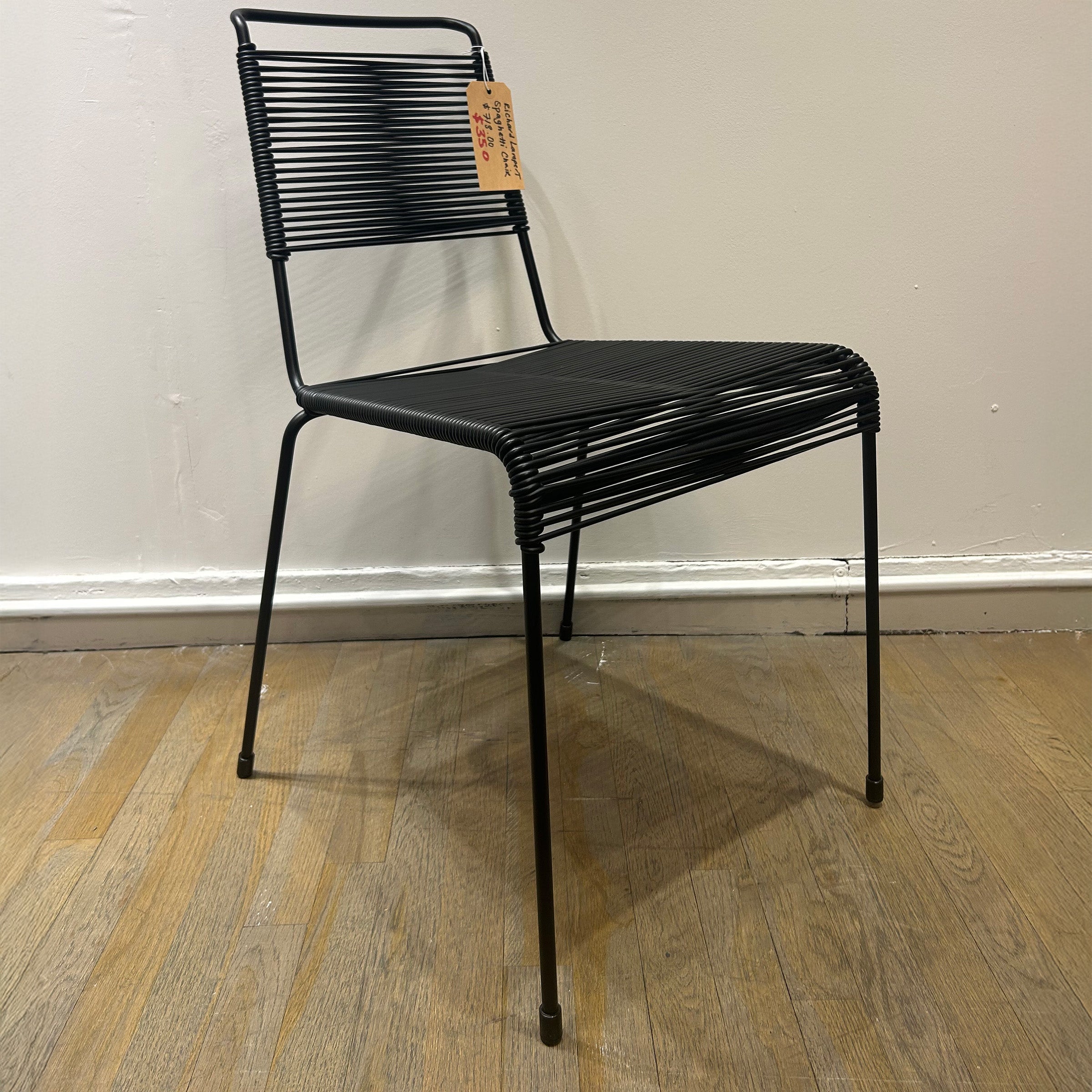 TT54 Spaghetti - Sale black steel rod chair with plastic string seat and back, designed by Paul Schneider-Esleben.
