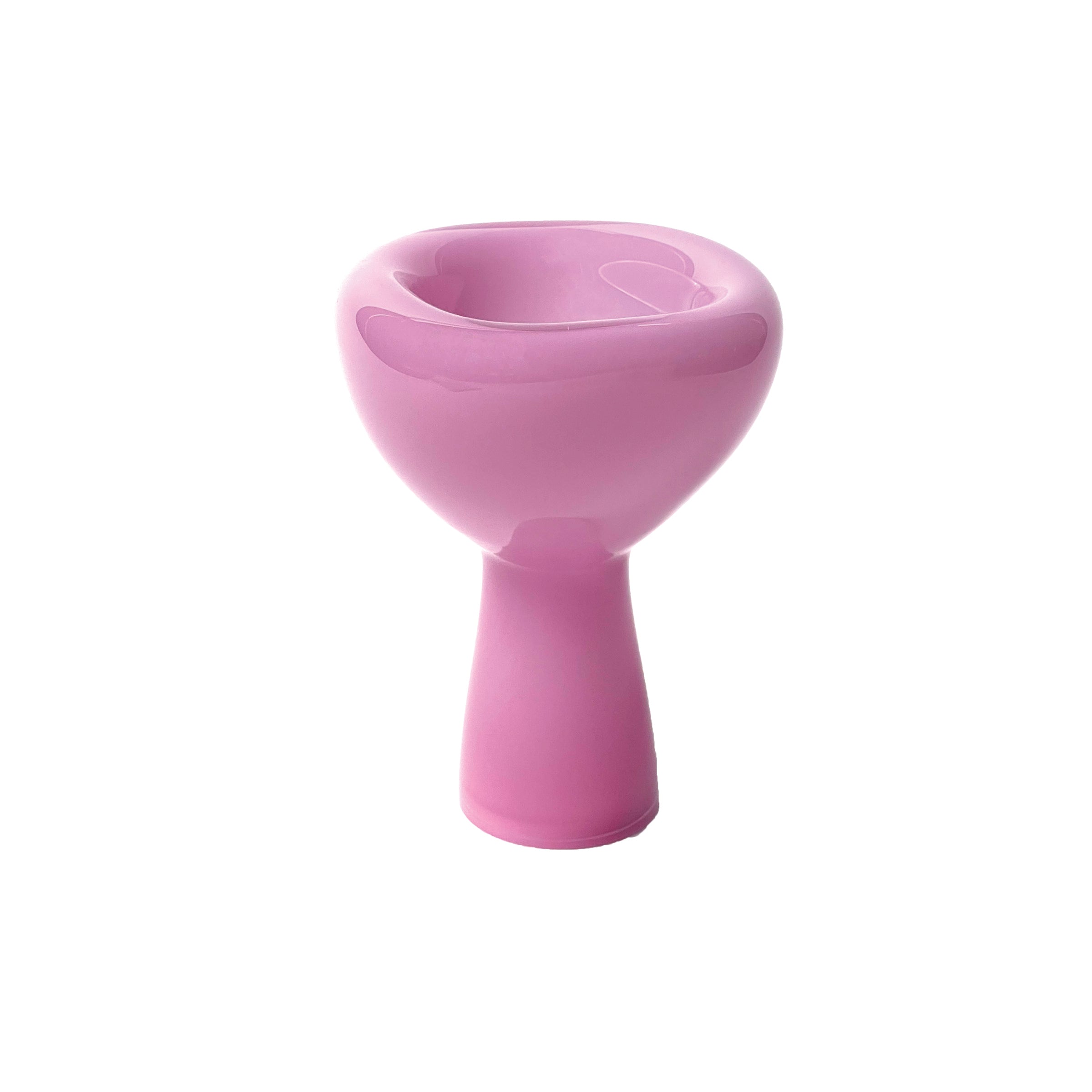 The PHANTOM Dish by Ursula Futura is a pink chair with a rounded bowl-like seat and tapered cylindrical base, featuring a modern design against a plain white background.