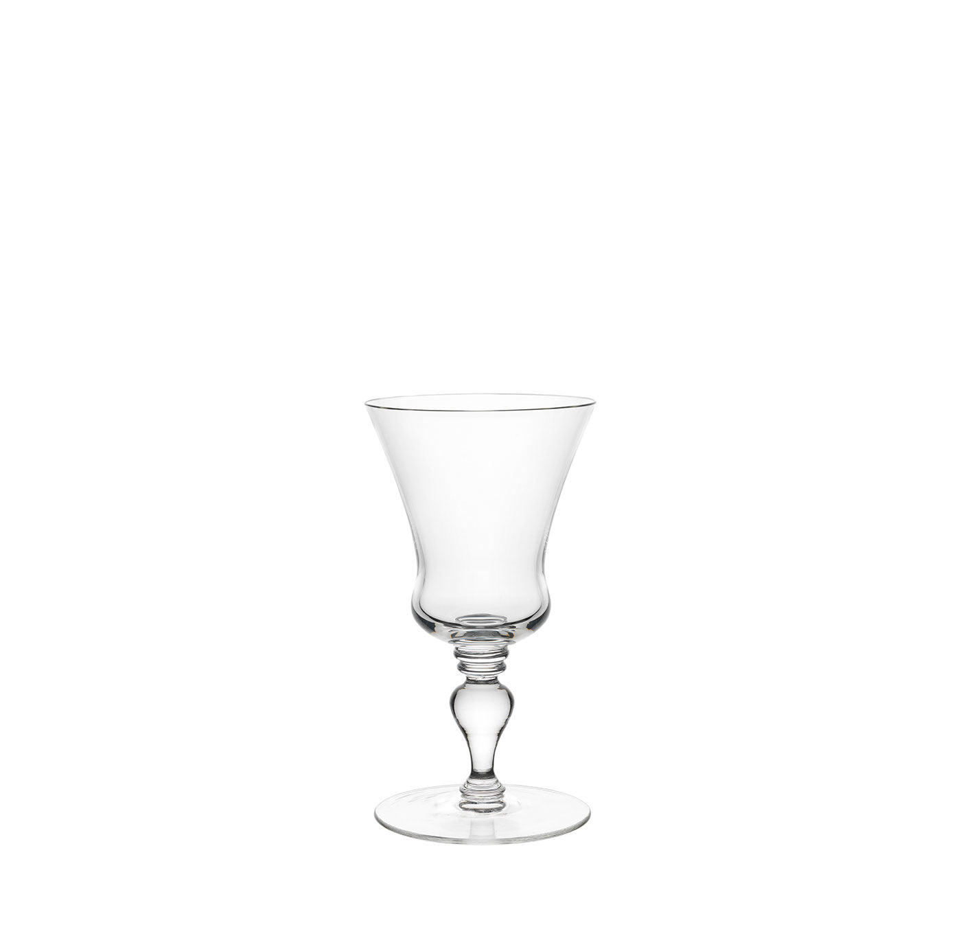 The Drinking Set No. 231 - Barock by Lobmeyr, featuring an elegantly fluted bowl and a short, decorative stem reminiscent of Viennese Baroque glass, stands against a plain white background.