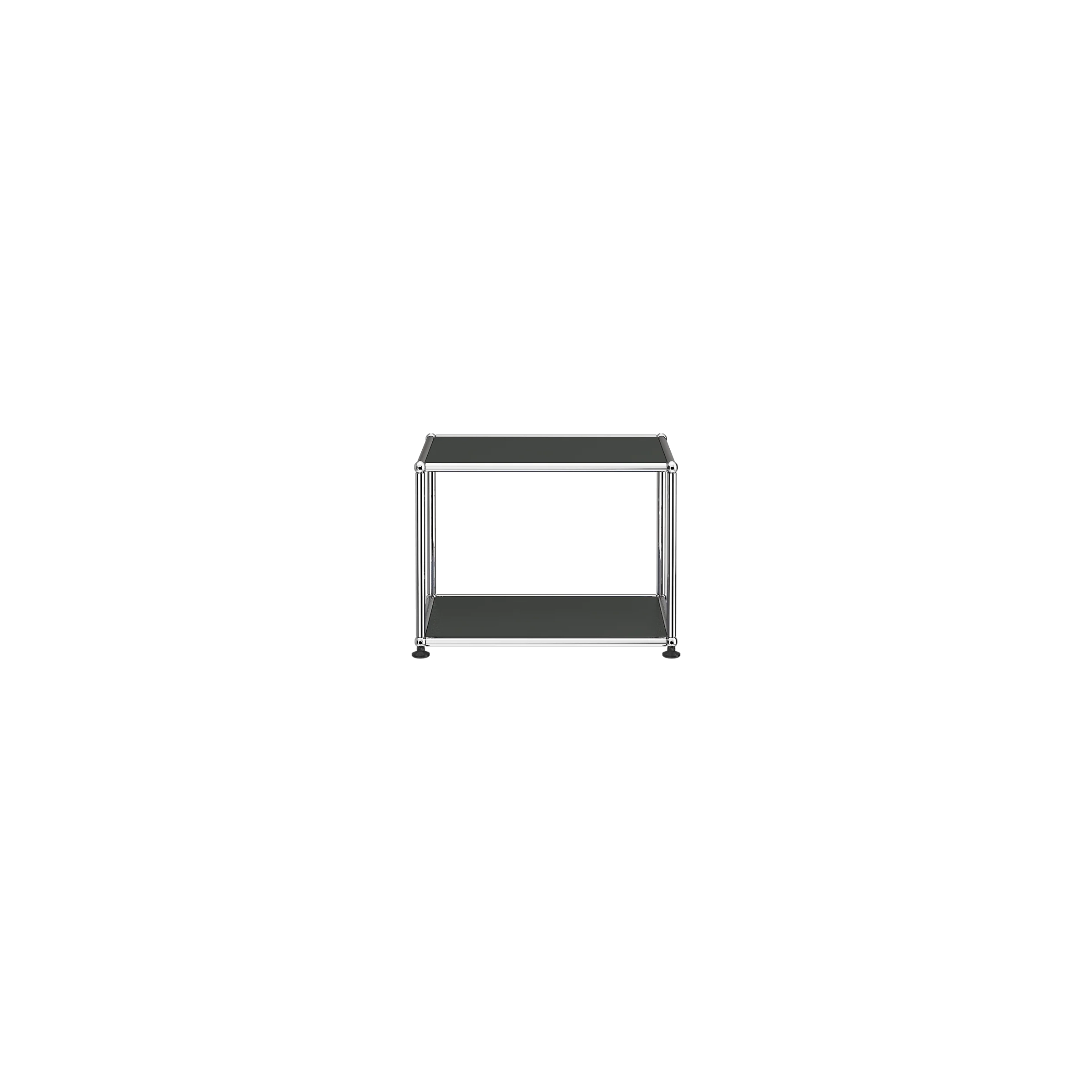 Haller Side Table M22 with powder-coated steel panels and chrome frame, versatile design for any room.