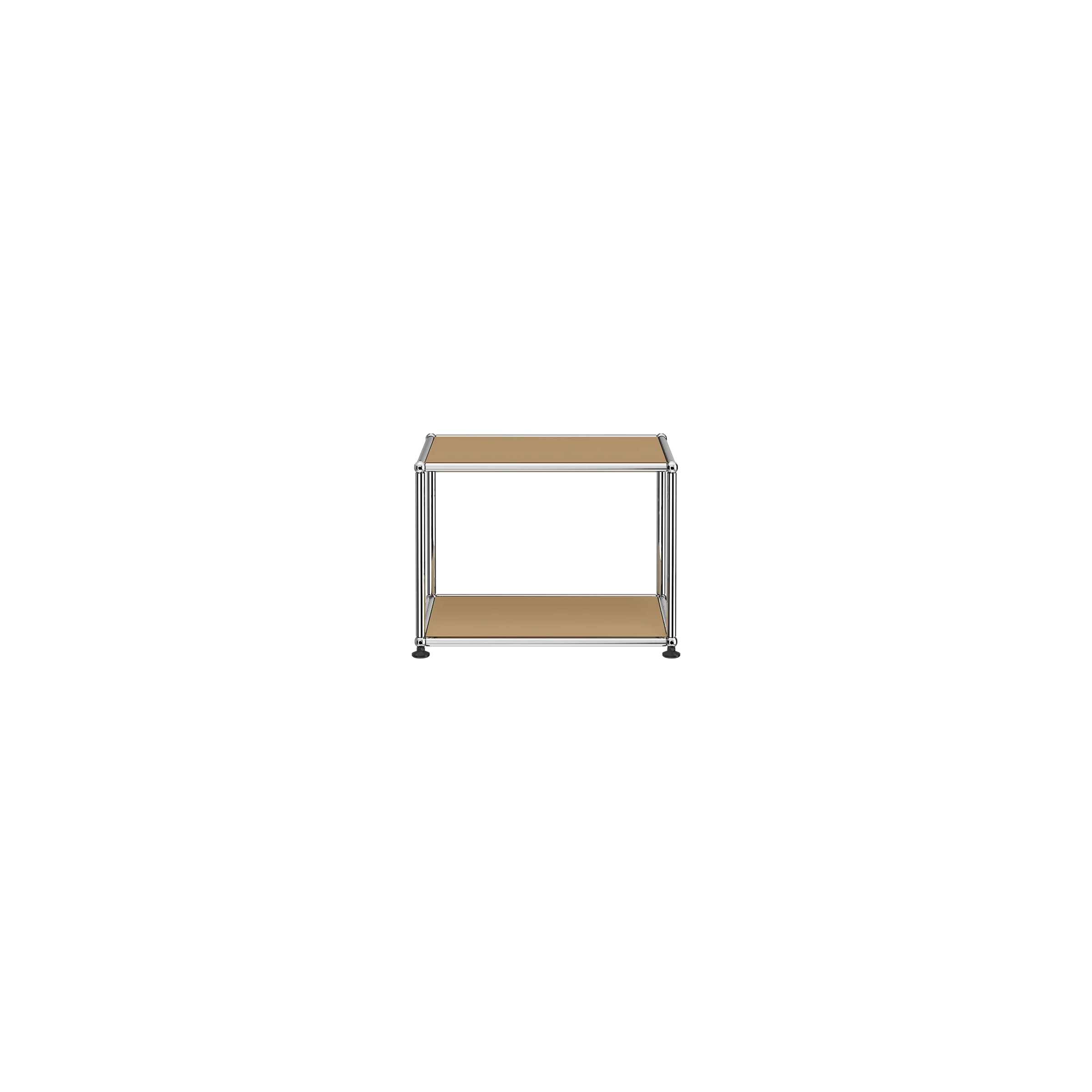 Haller Side Table M22 with powder-coated steel panels and chrome frame in a minimalist square design.