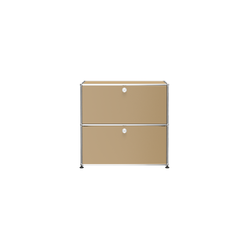 Haller Storage C1A18 beige storage credenza with lockable drop-down door and drawer, powder-coated steel panels.