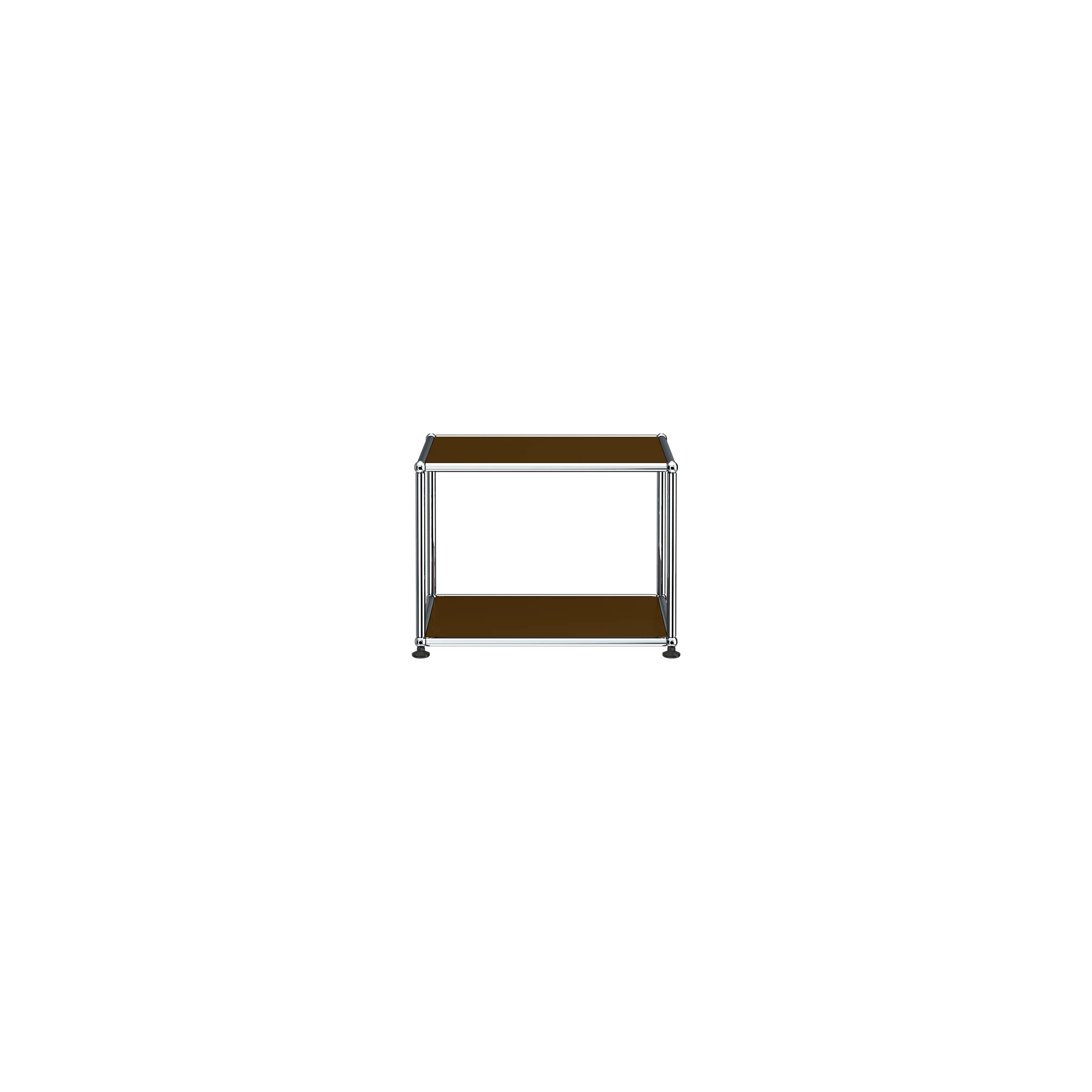 Haller Side Table M22 with steel frame and two wooden shelves, modern minimalist design for versatile home use.