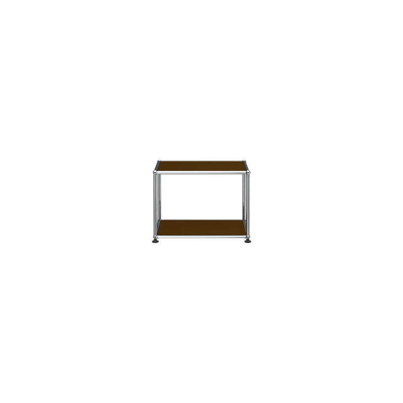 Haller Side Table M22 with steel frame and two wooden shelves, modern minimalist design for versatile home use.