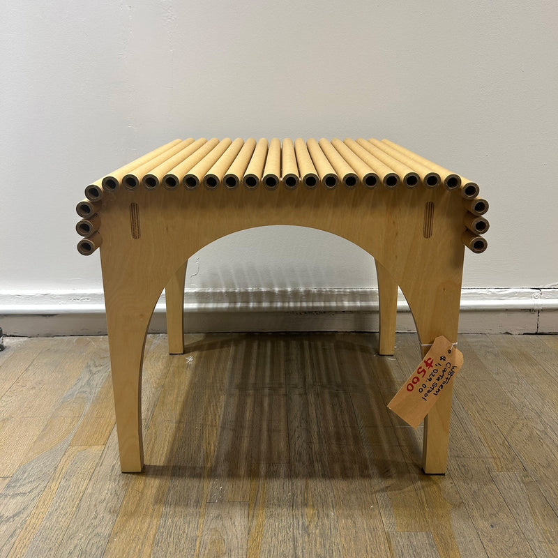 Carta Stool made of cardboard tubes with birch plywood frame, eco-friendly and inspired by Shigeru Ban design, on sale in NYC.
