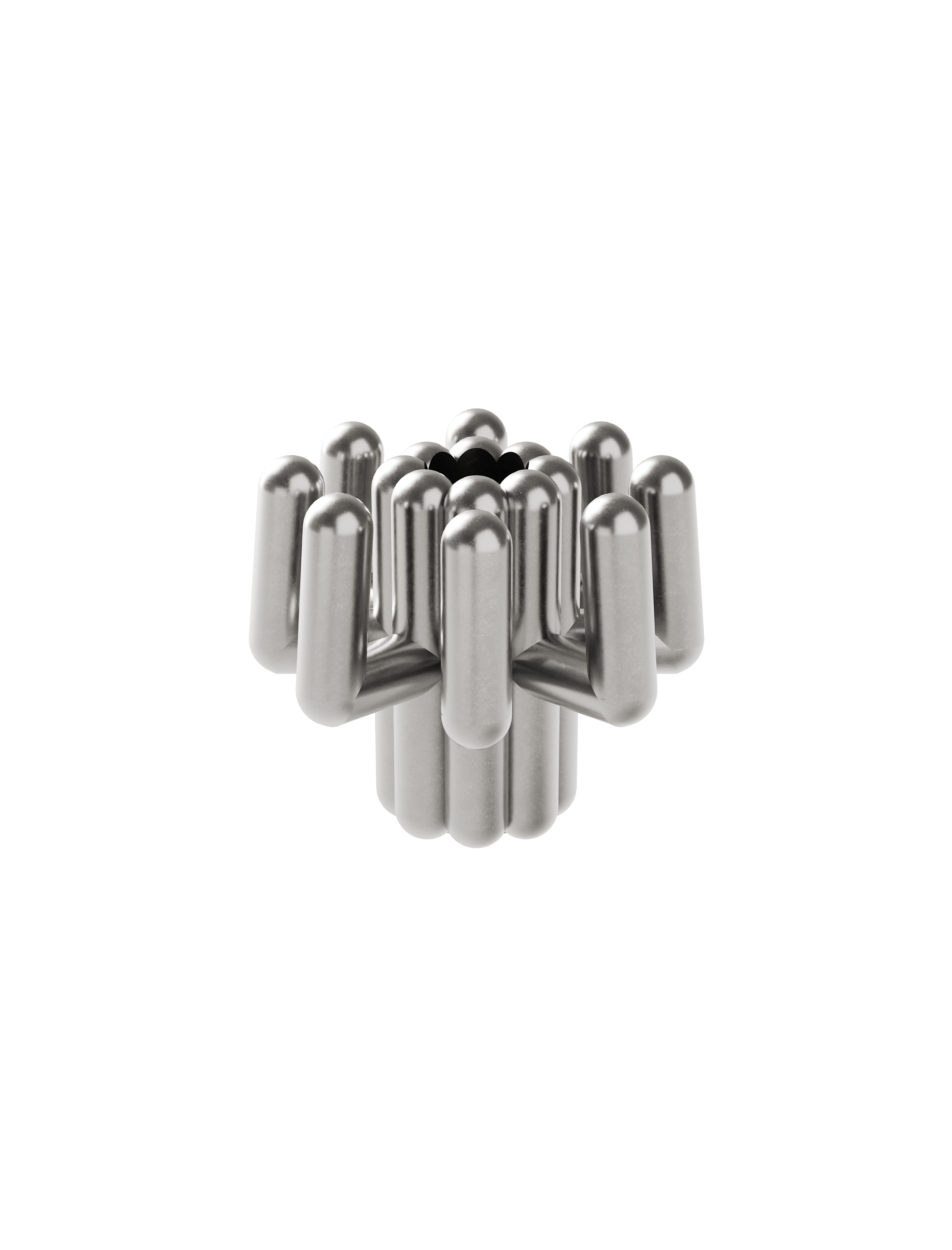 DIGIT FOUR Candlestick in solid untreated aluminum with a modern sculptural design for elegant decor.