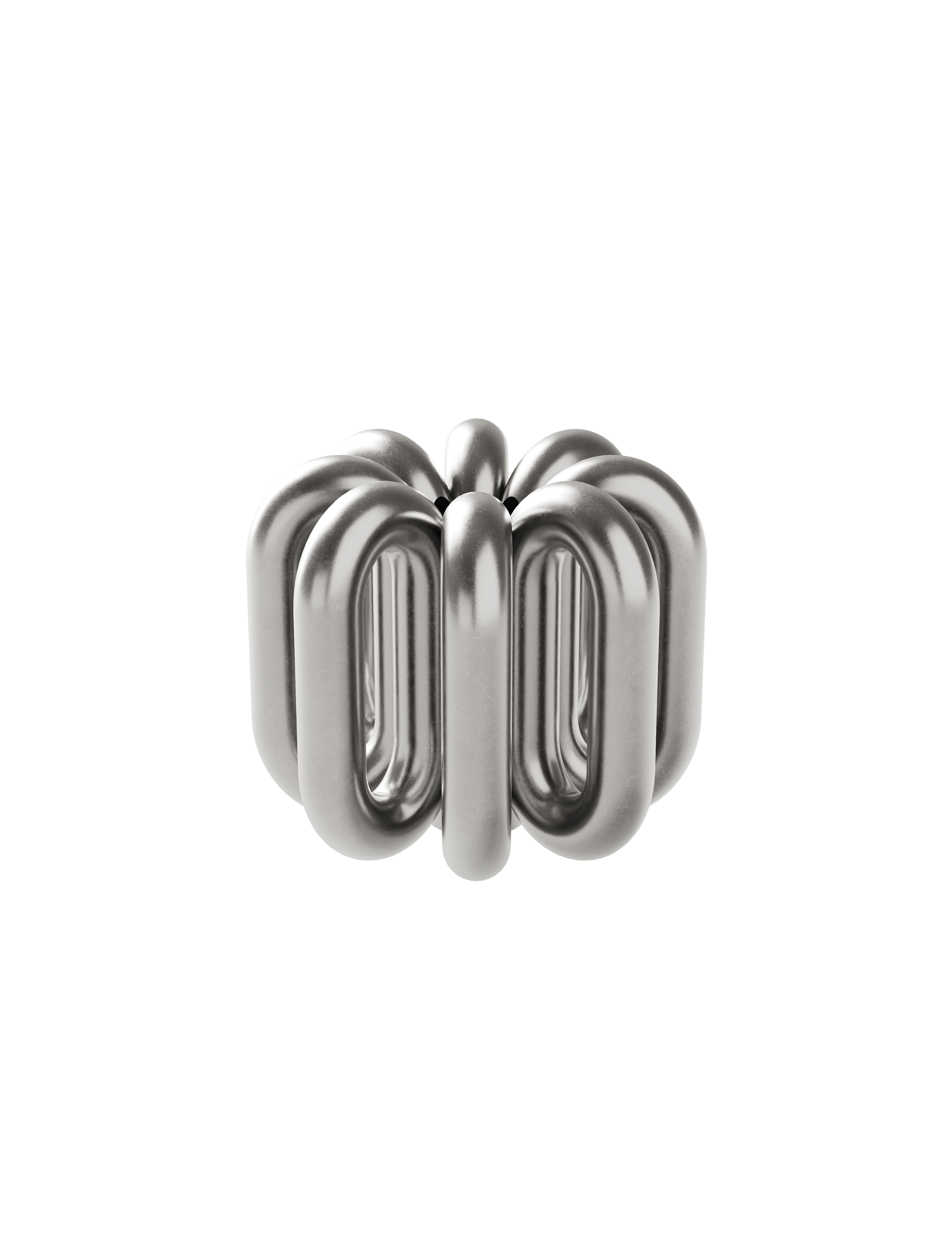 DIGIT ZERO Candlestick crafted in solid untreated aluminum with a modern, hollow geometric design.