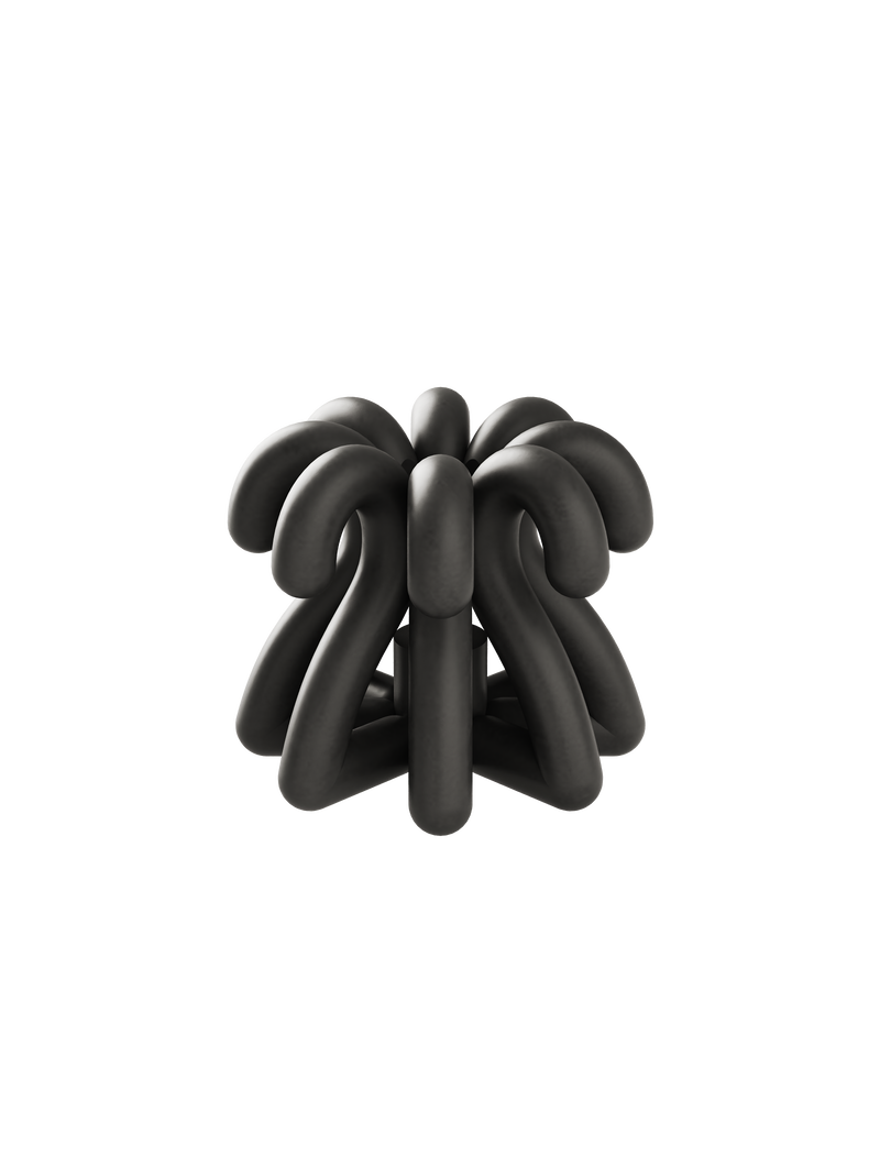 Black lacquered DIGIT TWO Candlestick in solid aluminum with unique curved design, modern decorative piece.