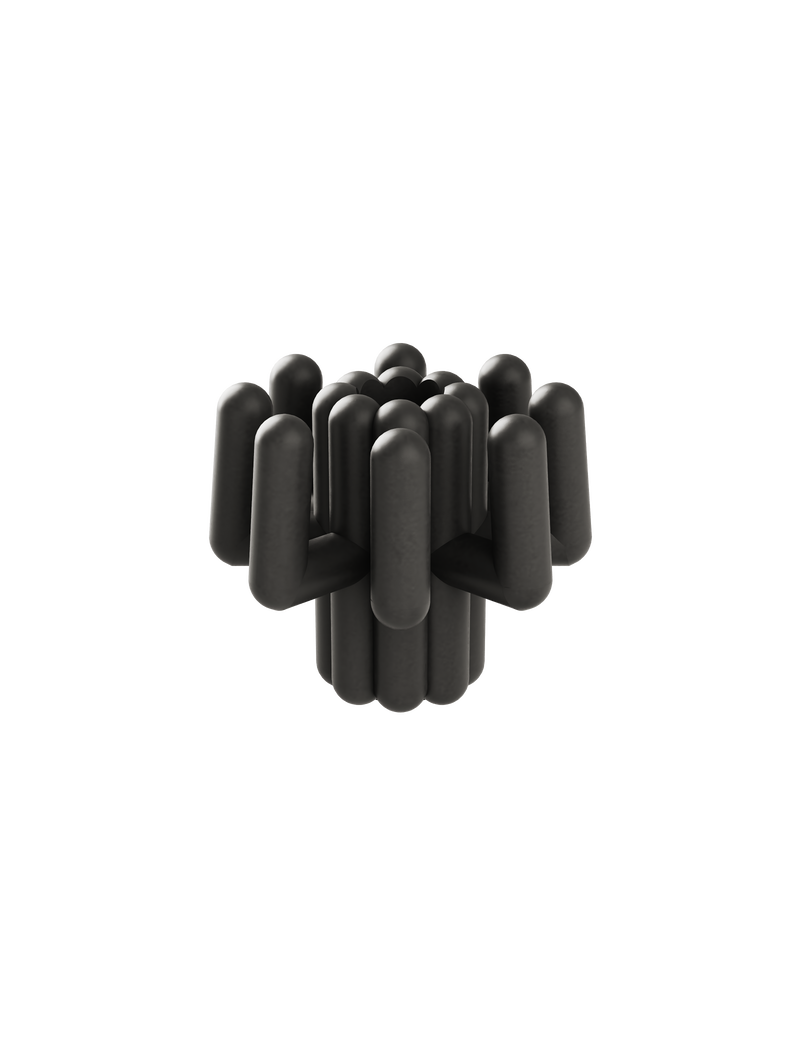 DIGIT FOUR Candlestick in matte black aluminum with rounded modern design suitable for decorative use on tables or shelves.