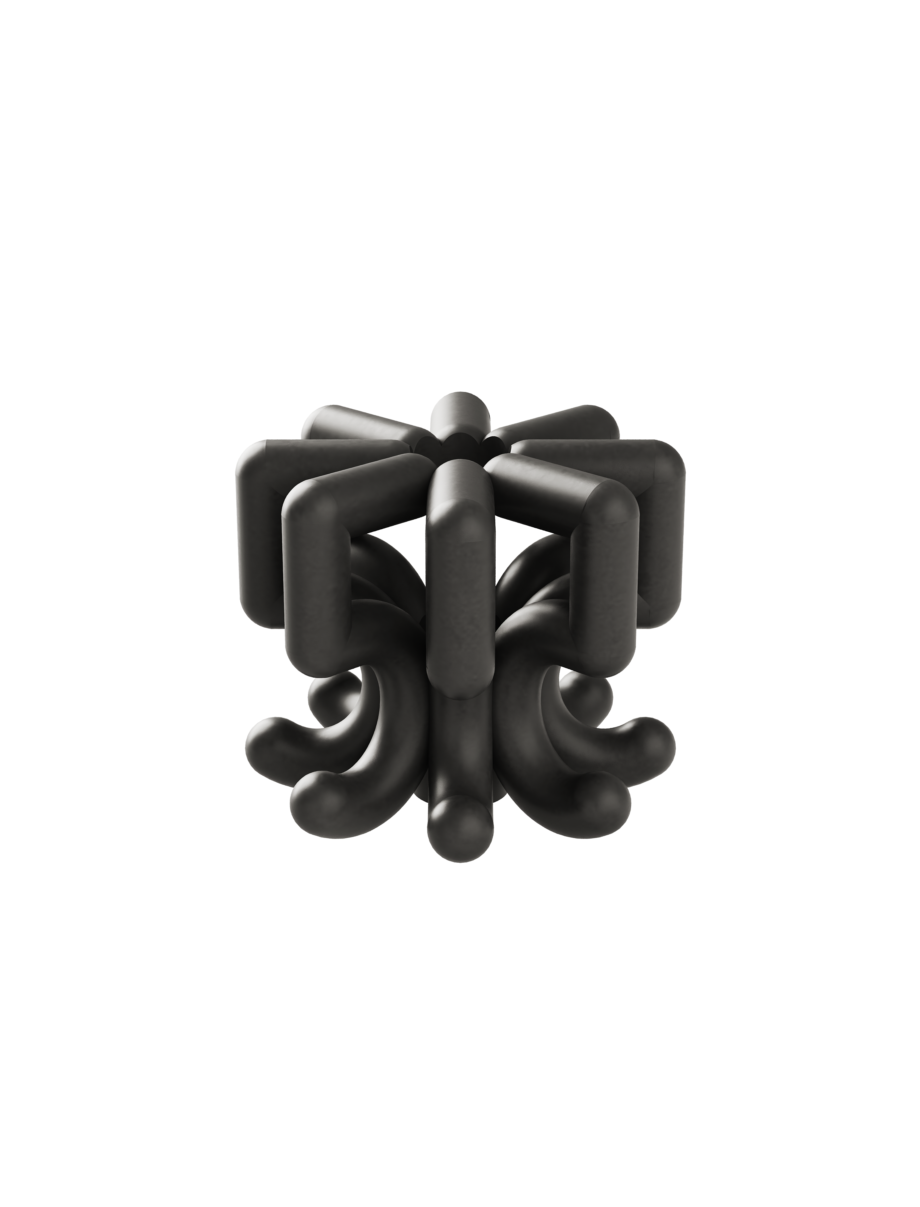 DIGIT FIVE Candlestick in jet black matte aluminum with modern sculptural design for elegant decor and special occasions.