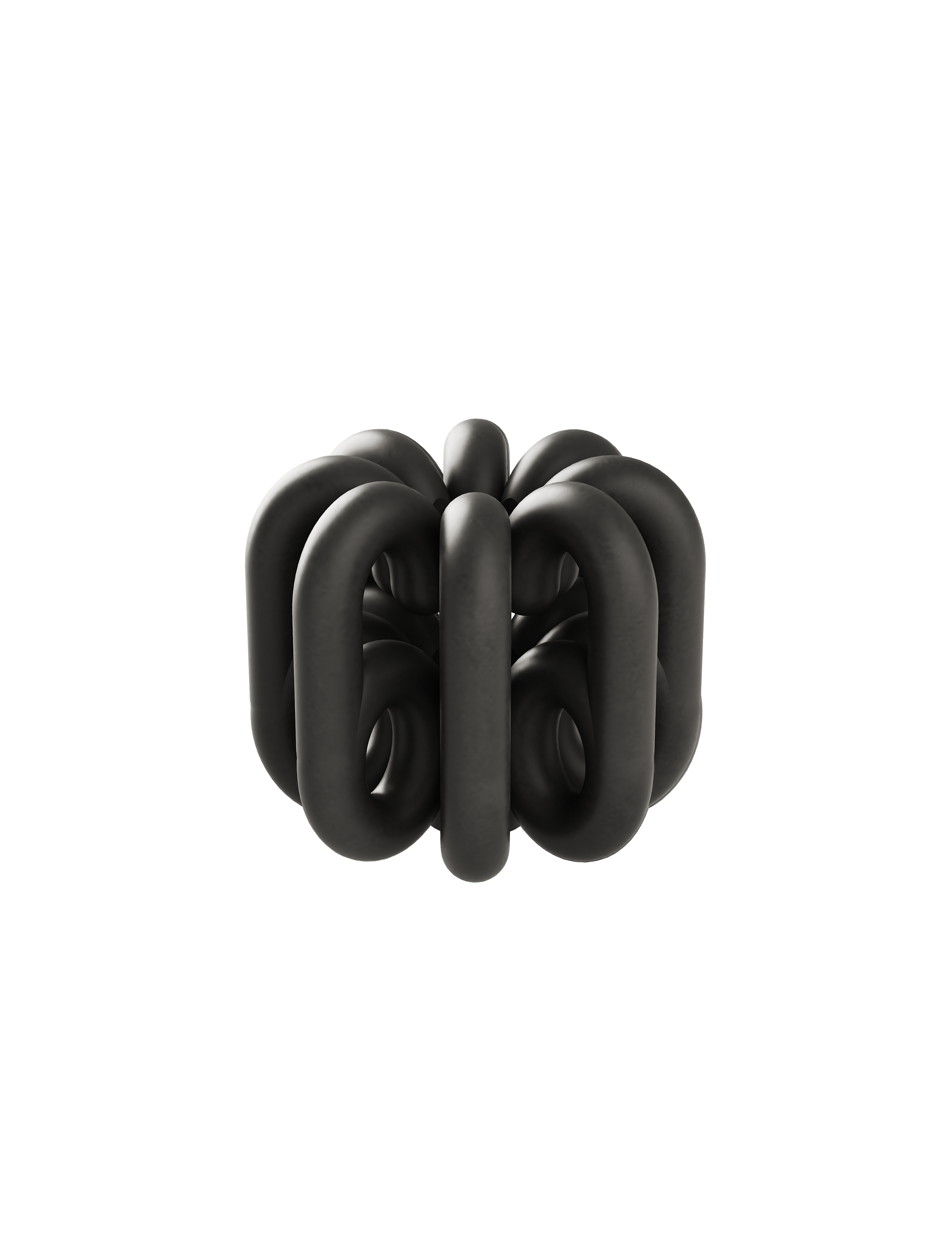 DIGIT SIX Candlestick in matte black aluminum with a unique looped and modern sculptural design.