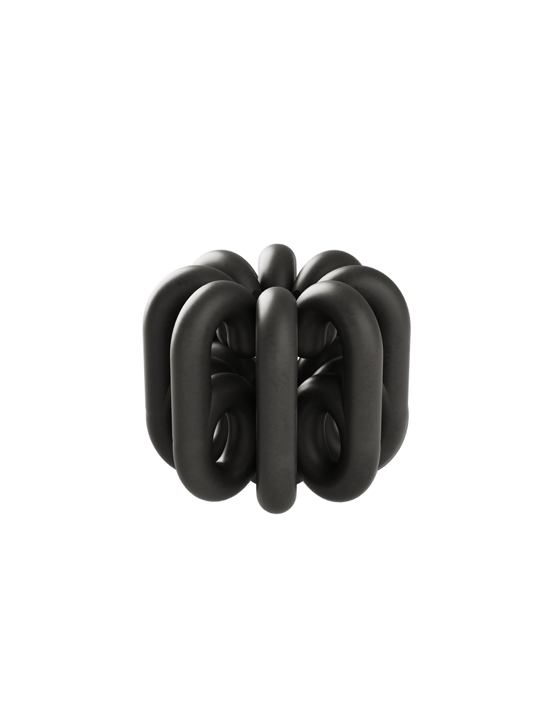 DIGIT SIX Candlestick in matte black aluminum with a unique looped and modern sculptural design.