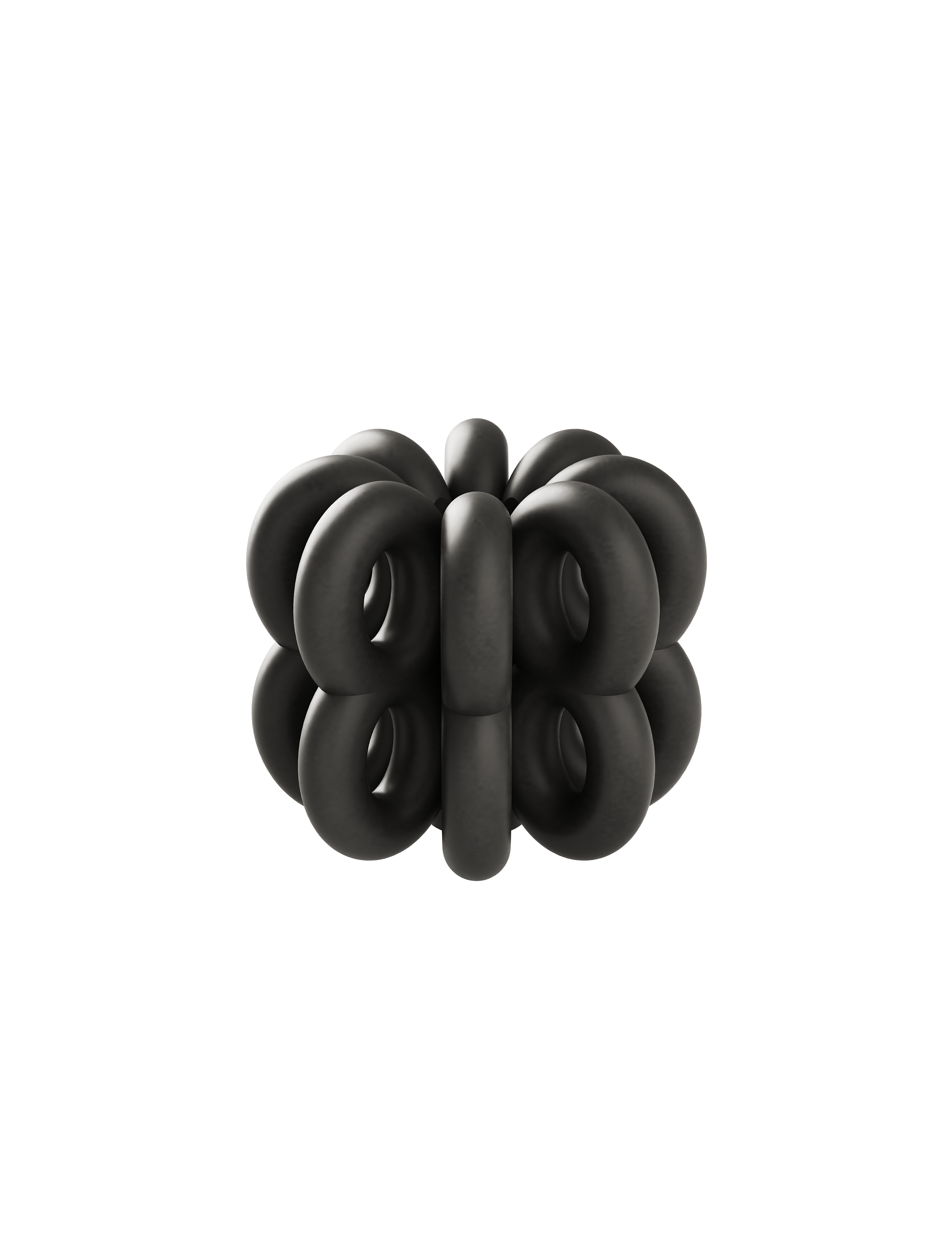 DIGIT EIGHT Candlestick in matte black aluminum, modern design showing the number eight from multiple angles.